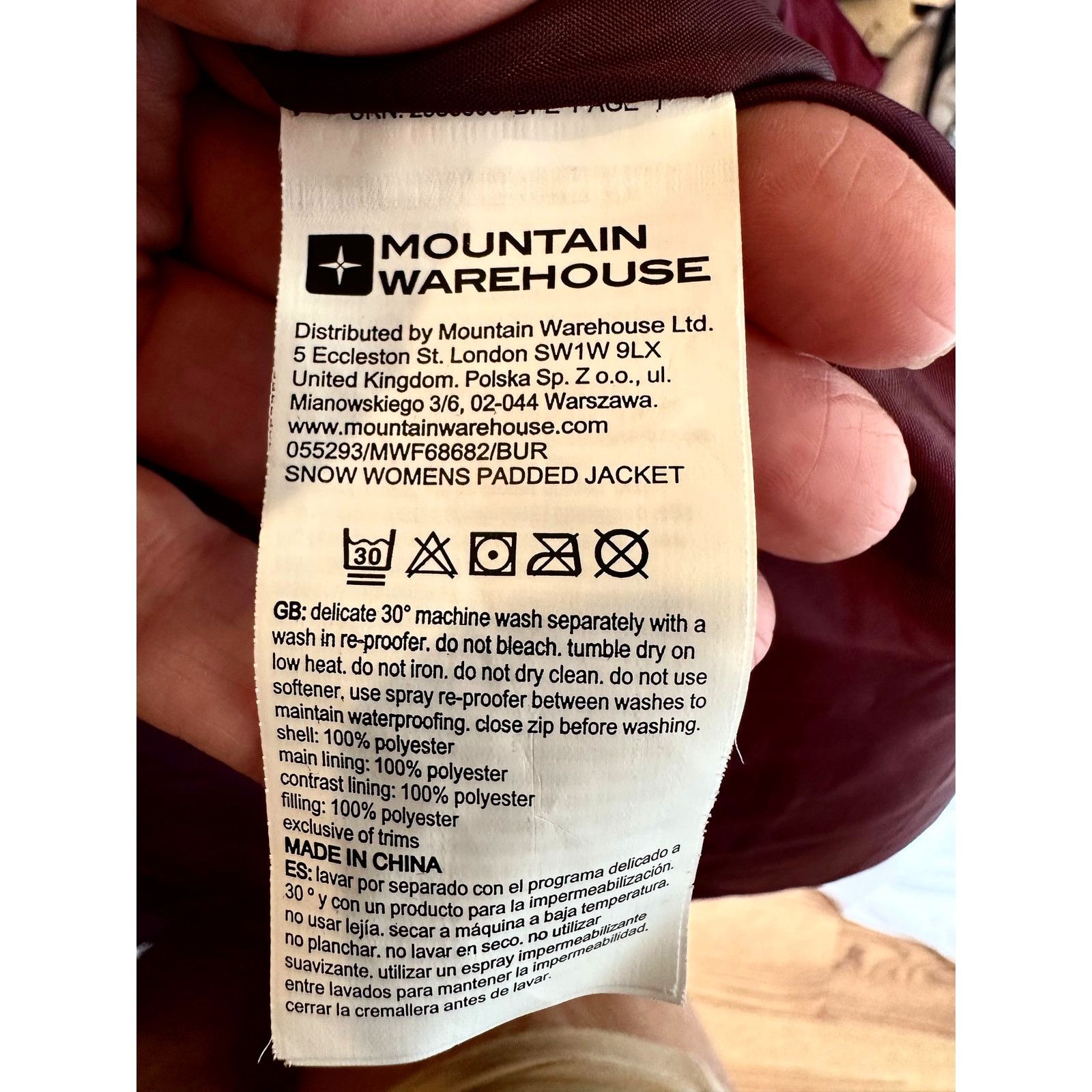 Other Mountain Warehouse Women's Padded Jacket Burgundy size 6 Size M / US 6-8 / IT 42-44 - 11 Thumbnail