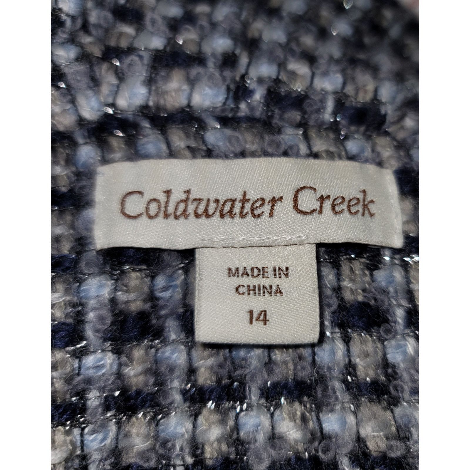 Coldwater Creek Coldwater Creek Blue Silver Open Front Women's Blazer 14 Size XL / US 12-14 / IT 48-50 - 3 Thumbnail