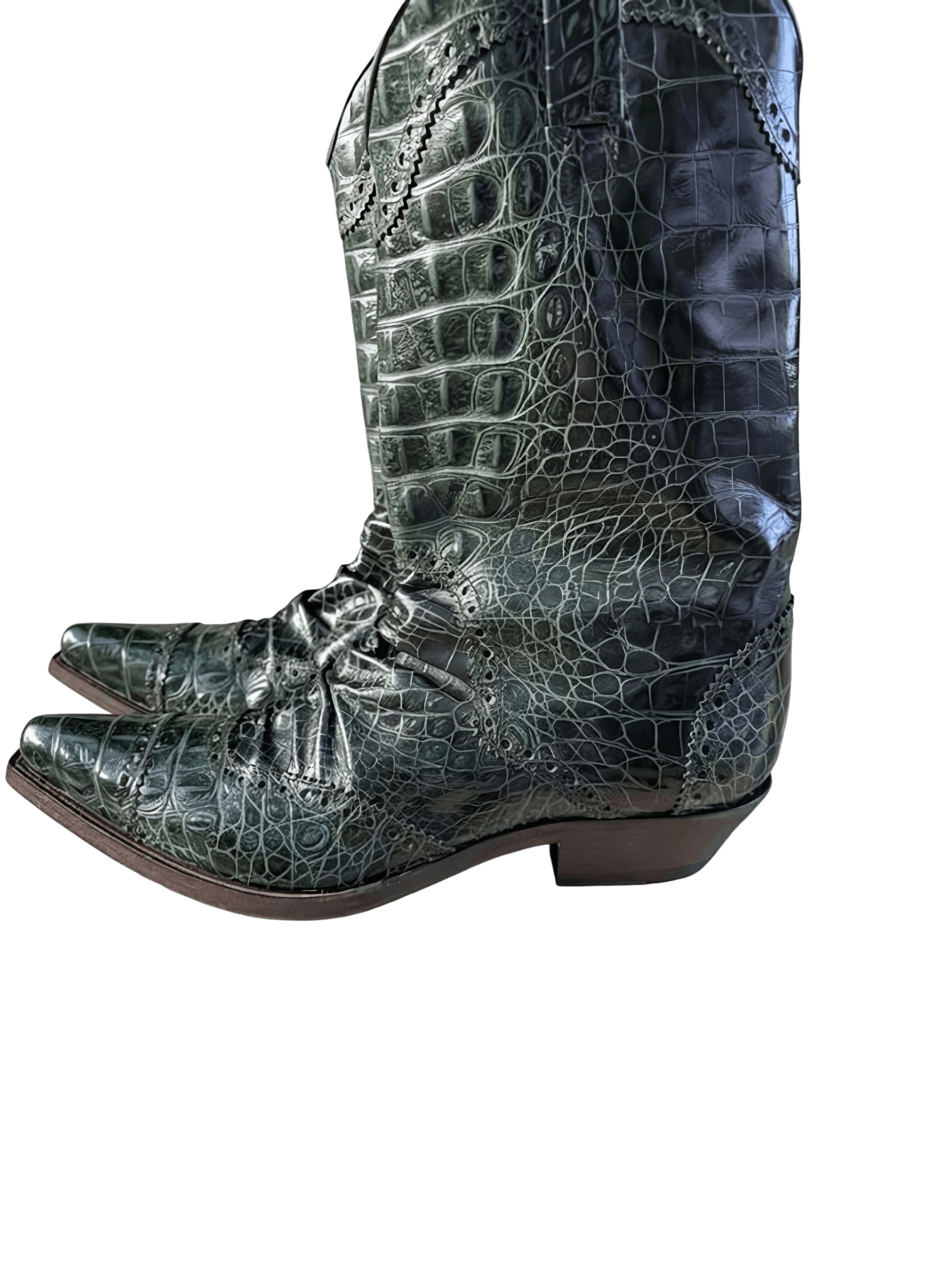 John Galliano CROCODILE LEATHER COWBOY BOOTS Size US 9.5 / EU 42-43 - 4 Thumbnail