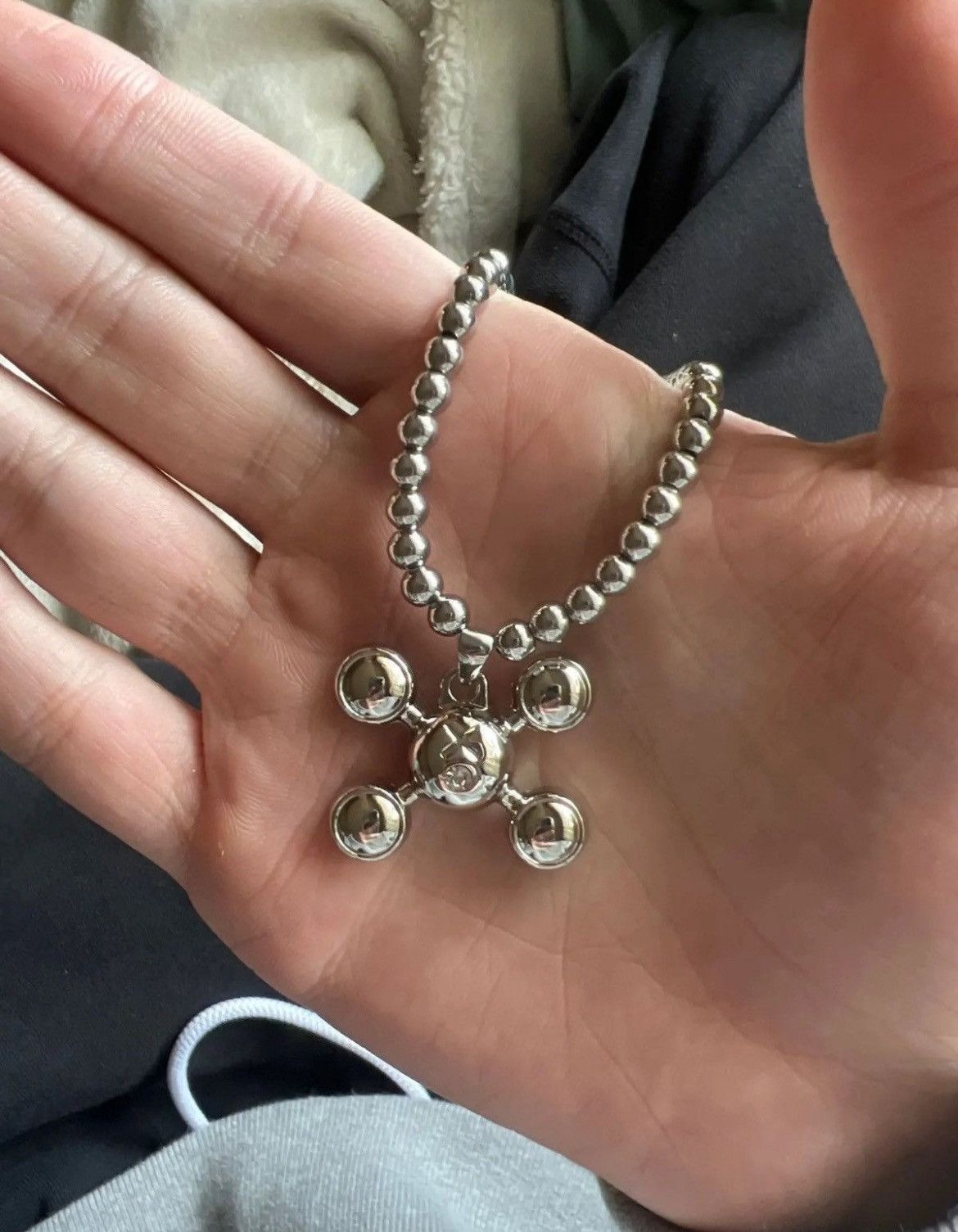 Cuban Link Chain Round Bead Chain Quadangle Ball Pendant Grailed