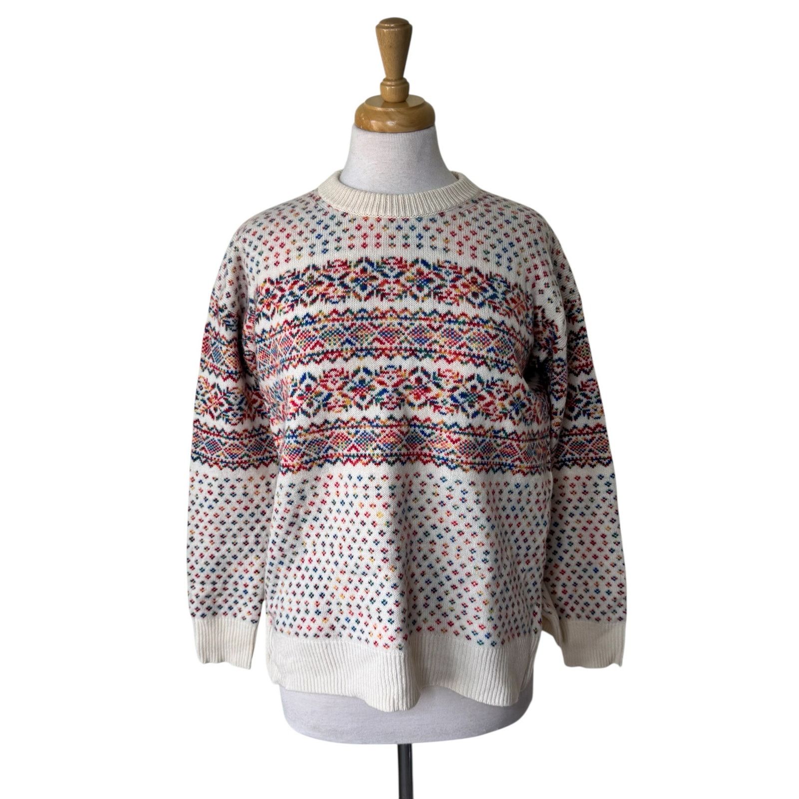J.Crew J. Crew Fair Isle 100% Wool Crewneck Sweater Multi Color Size XS / US 0-2 / IT 36-38 - 1 Thumbnail