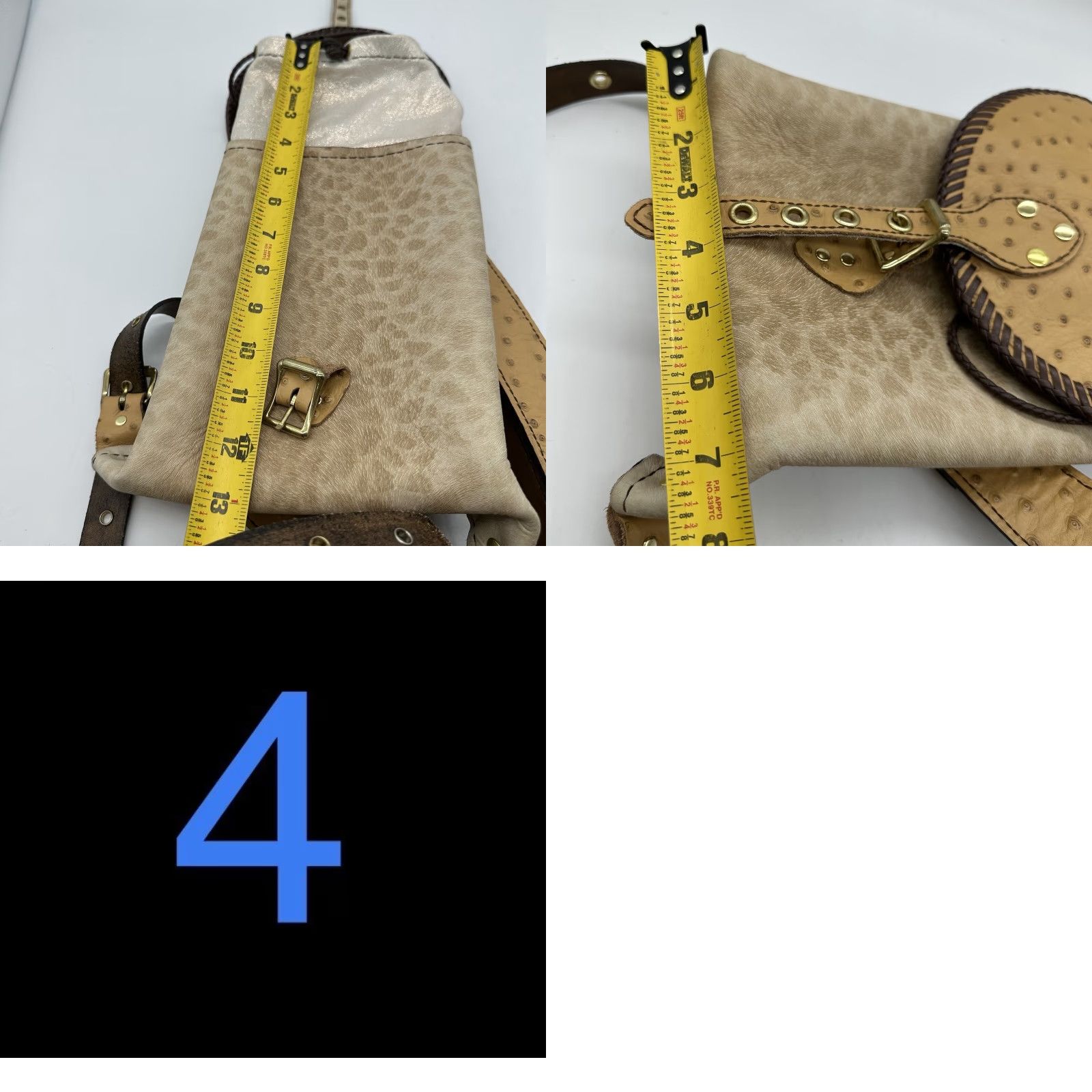 Skin Womens Backpack Orange Tan Ostrich Leather Small Drawstring Cowgirl Stitch Leather BackPack Womens Size ONE SIZE - 10 Thumbnail