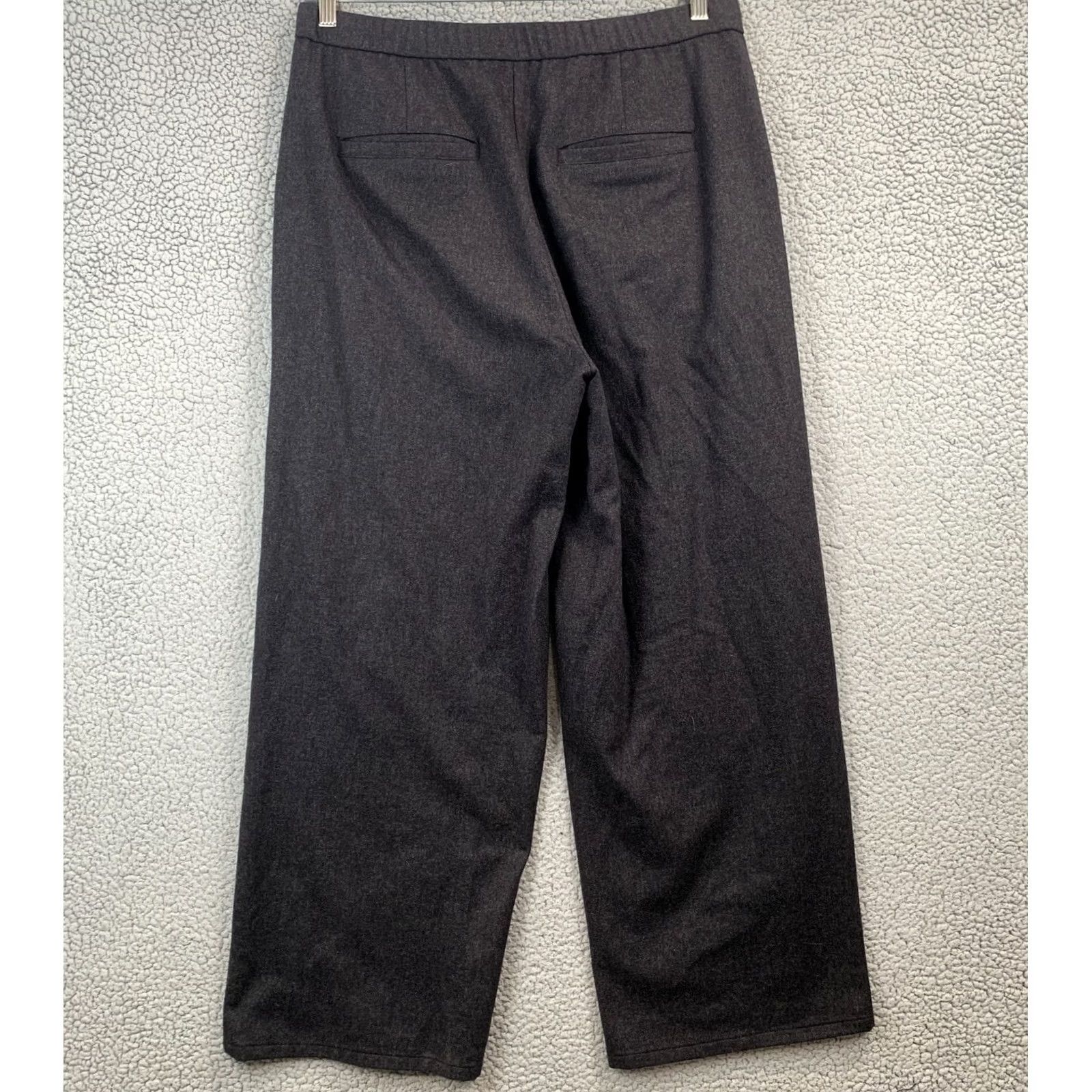 Eileen Fisher Eileen Fisher Black 100% Wool Elastic Waist Crop Wide-Leg Pants w/Pockets-Size L Womens Size 36" / US 14 / IT 50 - 5 Thumbnail