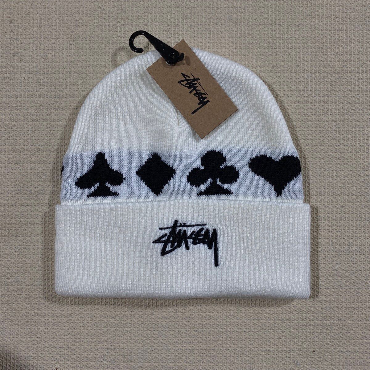 Pre-owned Stussy X Vintage Stussy Full Suit Jacquard Beanie In White