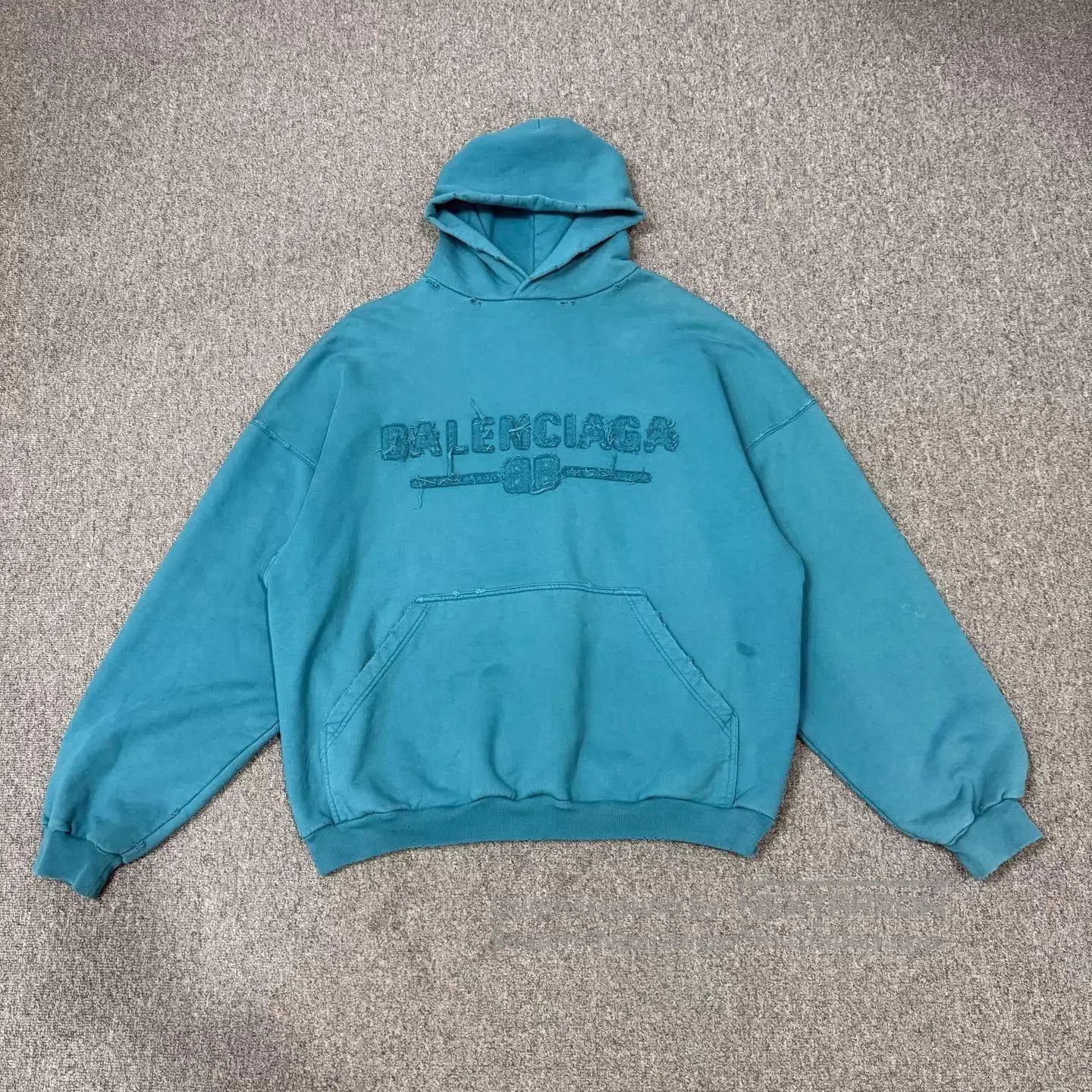Balenciaga Blue Oversized Hoodie with Distressed Detailing. Size US XS / EU 42 / 0 - 1 Thumbnail