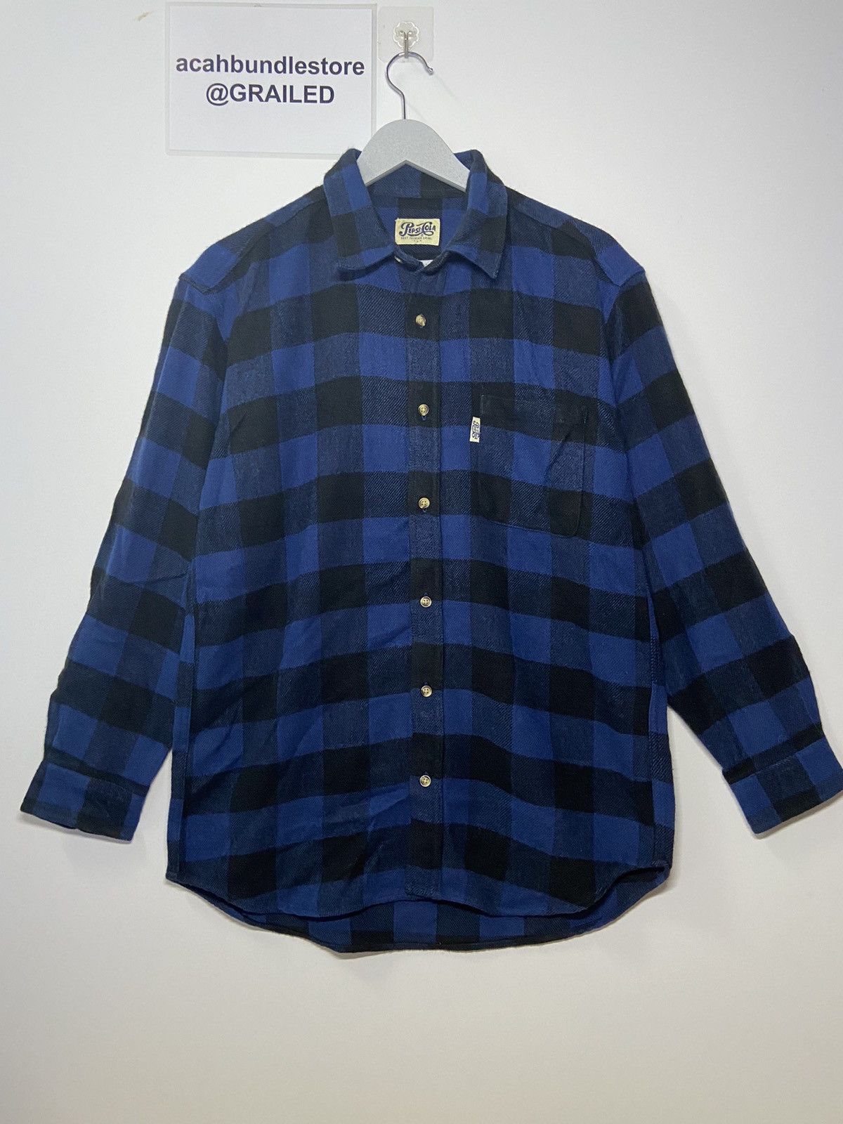 image of Pepsi Cola Flannel Blue Black, Men's (Size Large)
