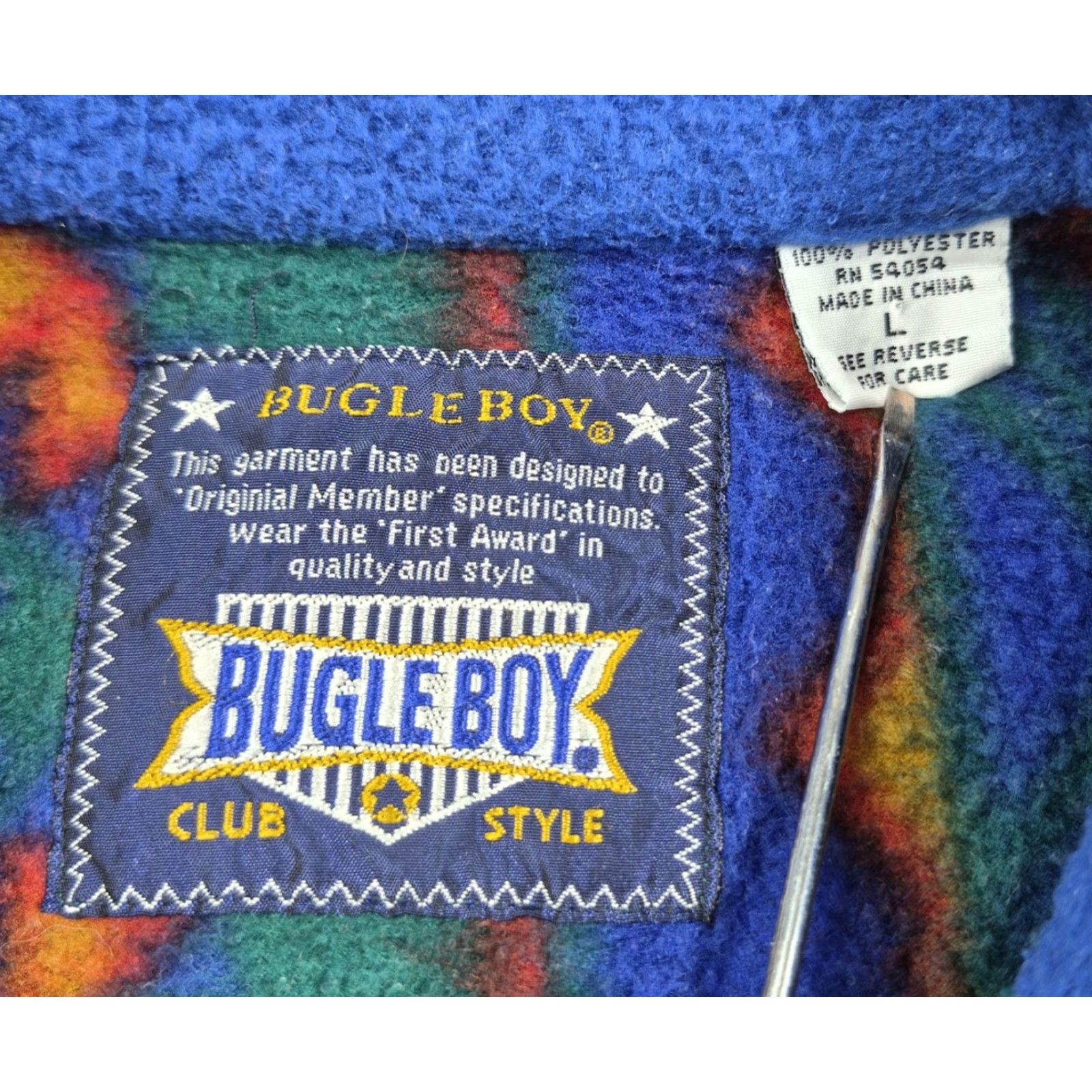 Bugle Boy VINTAGE Bugle Boy Jacket Mens Large Teal Fleece Aztec Western 90s 80s Size US L / EU 52-54 / 3 - 6 Thumbnail