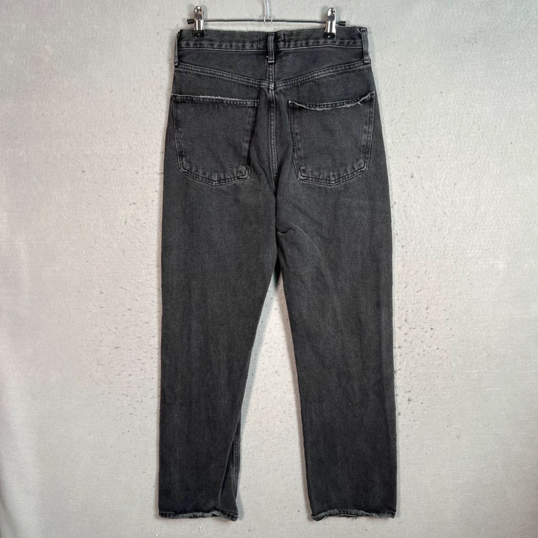 Agolde VINTAGE AGOLDE Womens Distressed High-Waisted Black Denim Jeans Size 25 Size 42" / US 20 - 2 Thumbnail
