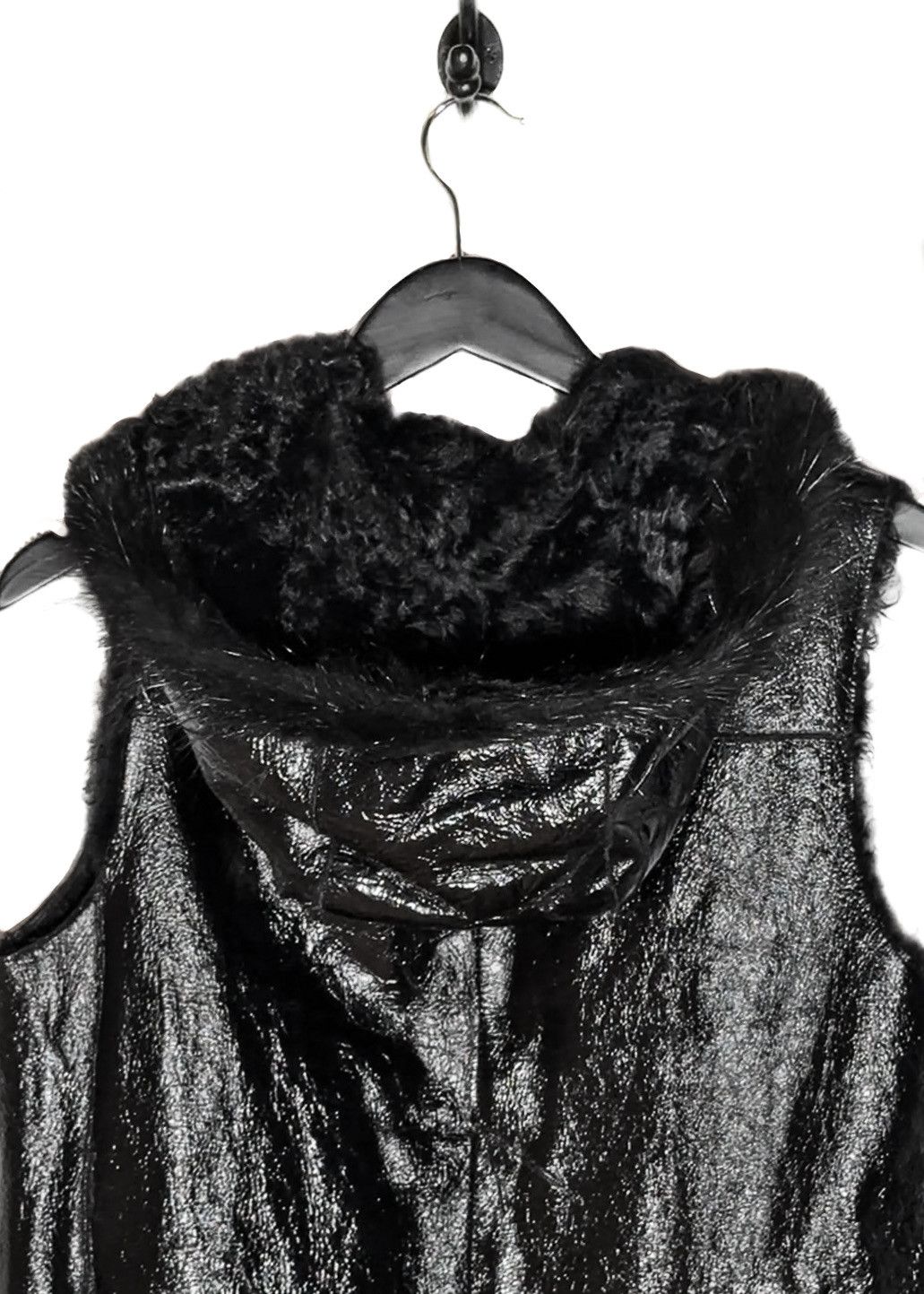 Prada Prada Linea Rossa Patent Leather Lamb Fur Mink Hooded Vest Size M / US 6-8 / IT 42-44 - 5 Thumbnail