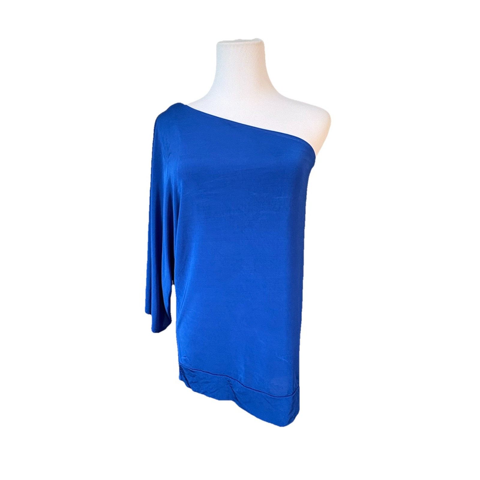 Guess Guess One Shoulder Sleeve Slinky Royal Blue Blouse MEDIUM Size M / US 6-8 / IT 42-44 - 1 Thumbnail