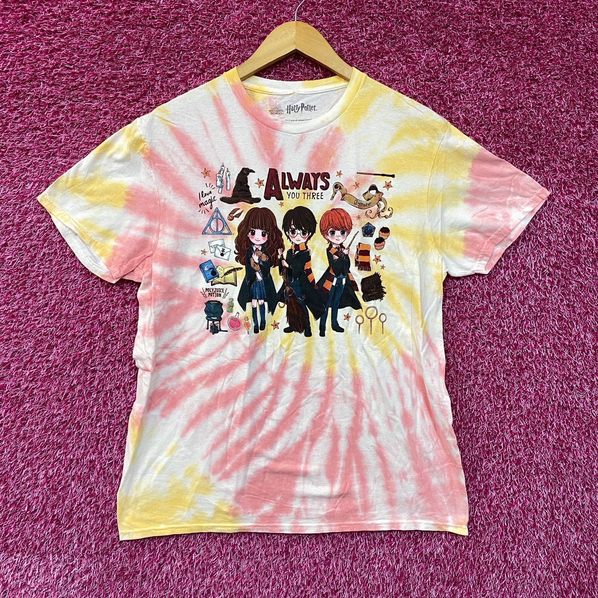 Warner Bros Harry Potter Chibi Hermoine, Ron, Harry tiedye T-shirt size Size US L / EU 52-54 / 3 - 1 Thumbnail
