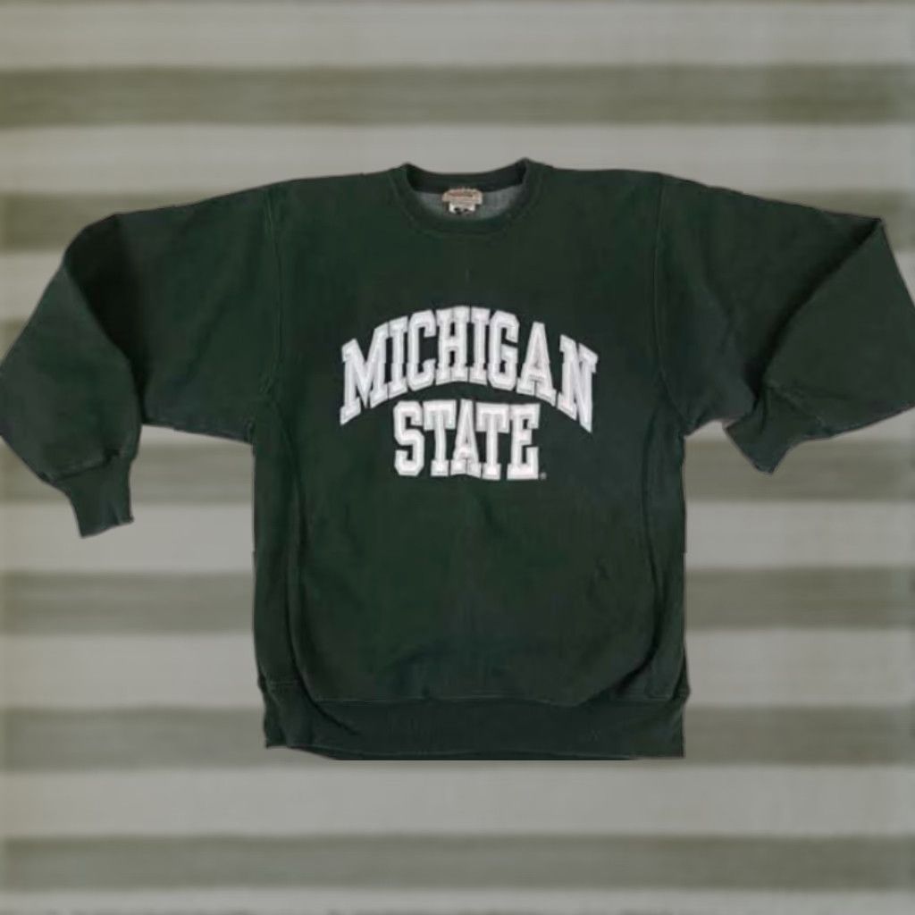 Vintage VINTAGE Michigan State Basketball Reverse Weave Sweatshirt Steve & Barry Unisex Adults M Green Sweatshirt College 90s Mens/Womens Size US M / EU 48-50 / 2 - 1 Thumbnail