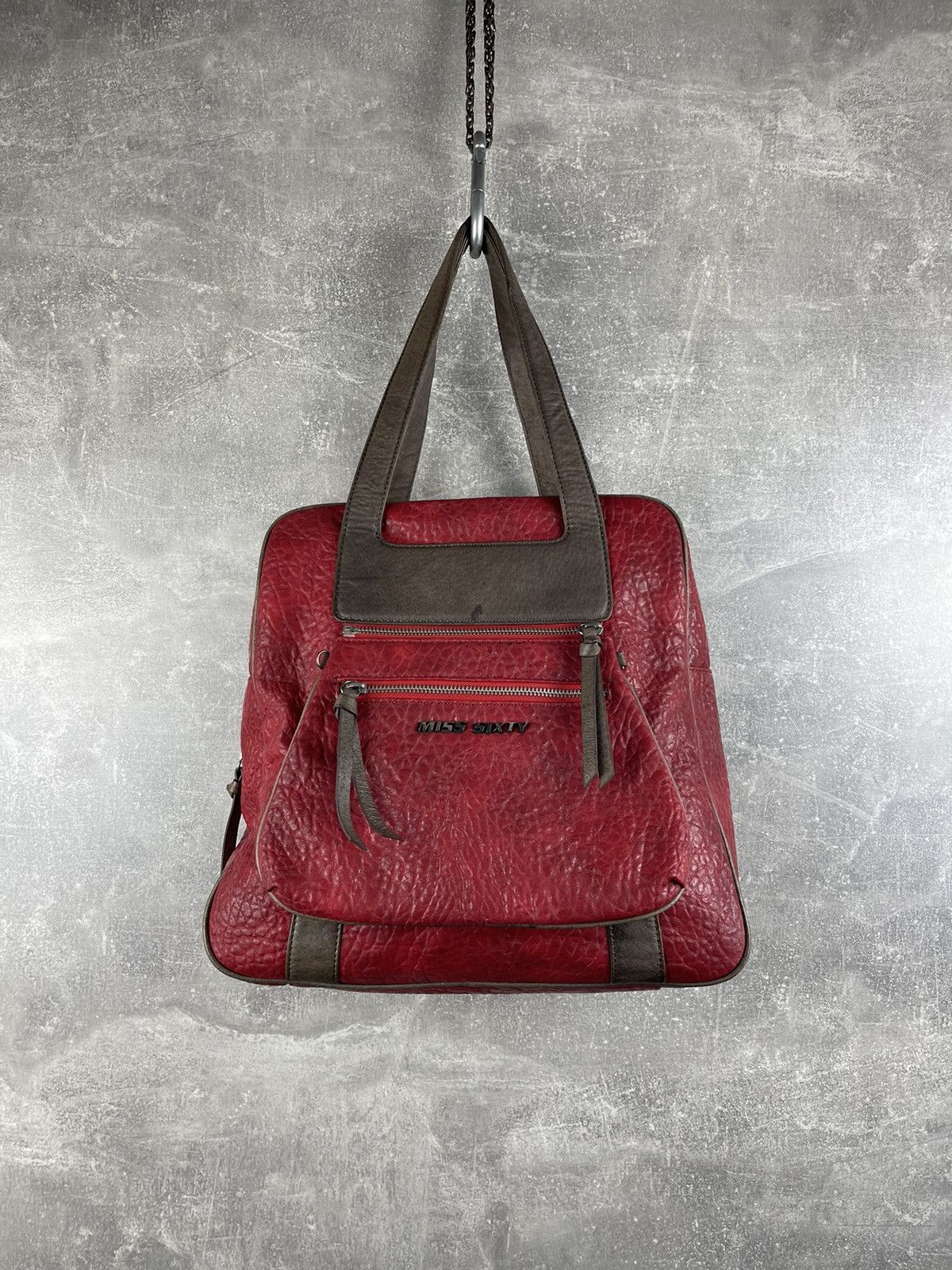 Miss Sixty Miss Sixty Textured Red Leather Handbag Transformer Bag Size ONE SIZE - 7 Thumbnail