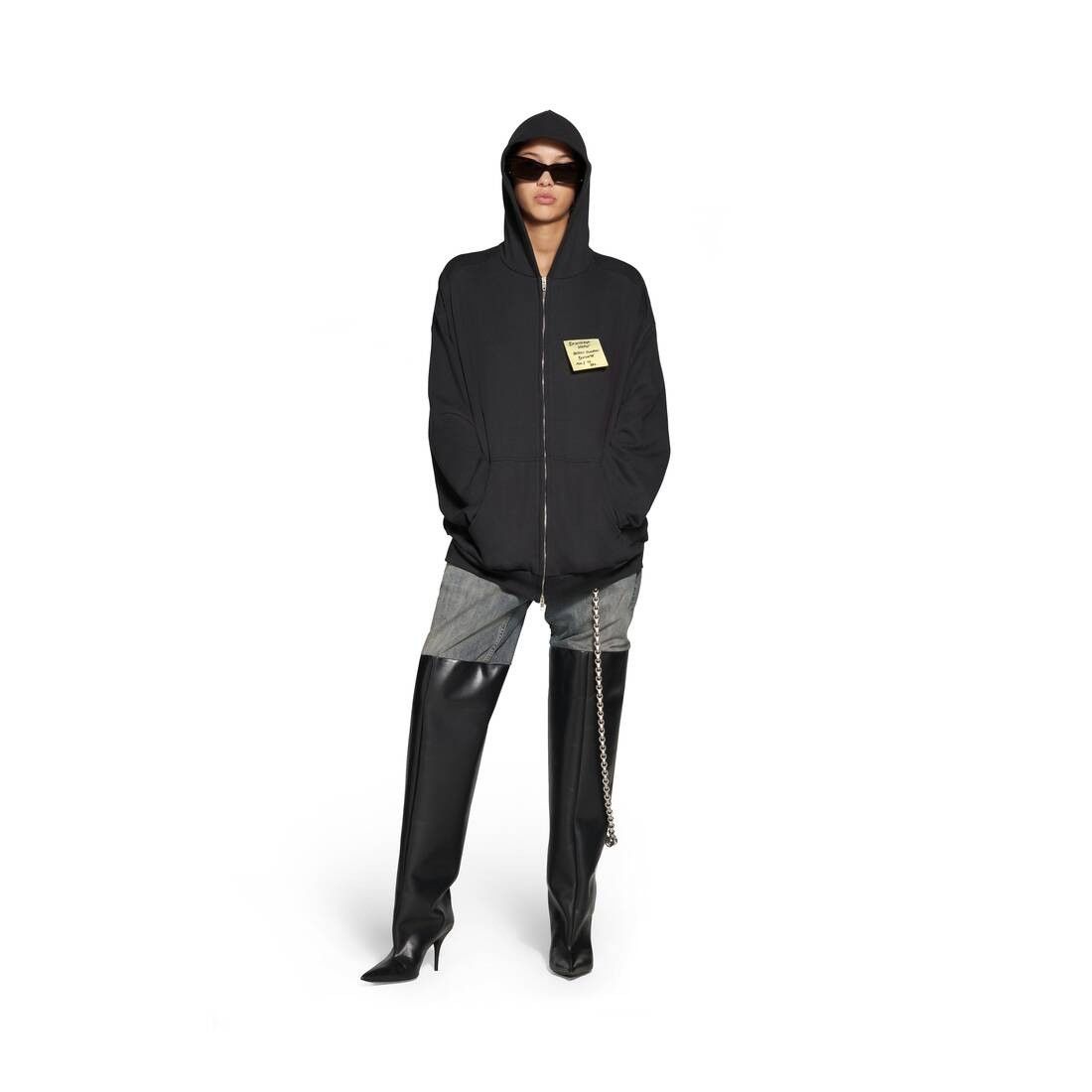 Balenciaga o1w1db10125 Sticky Note Zip-Up Hoodie Medium Fit in Black Size US S / EU 44-46 / 1 - 2 Thumbnail