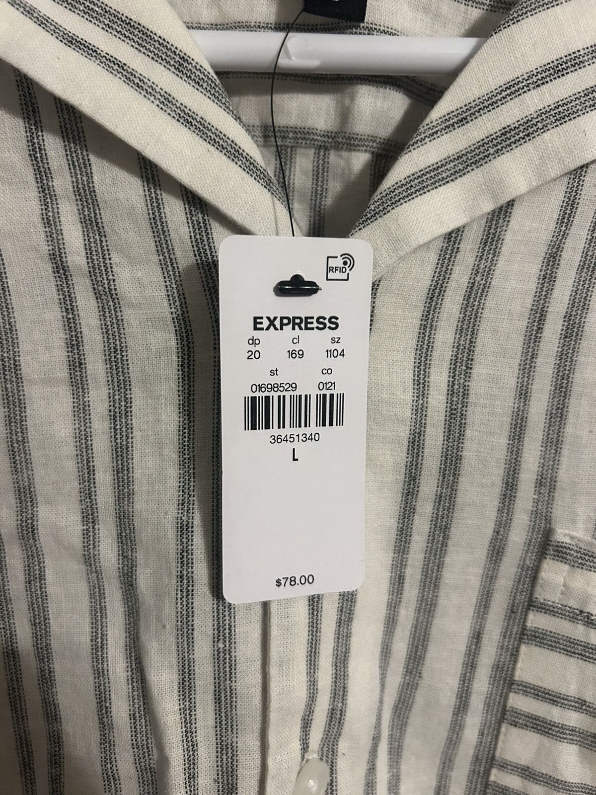 Express Cream and Black Striped Express Casual Button Up Size US L / EU 52-54 / 3 - 4 Thumbnail