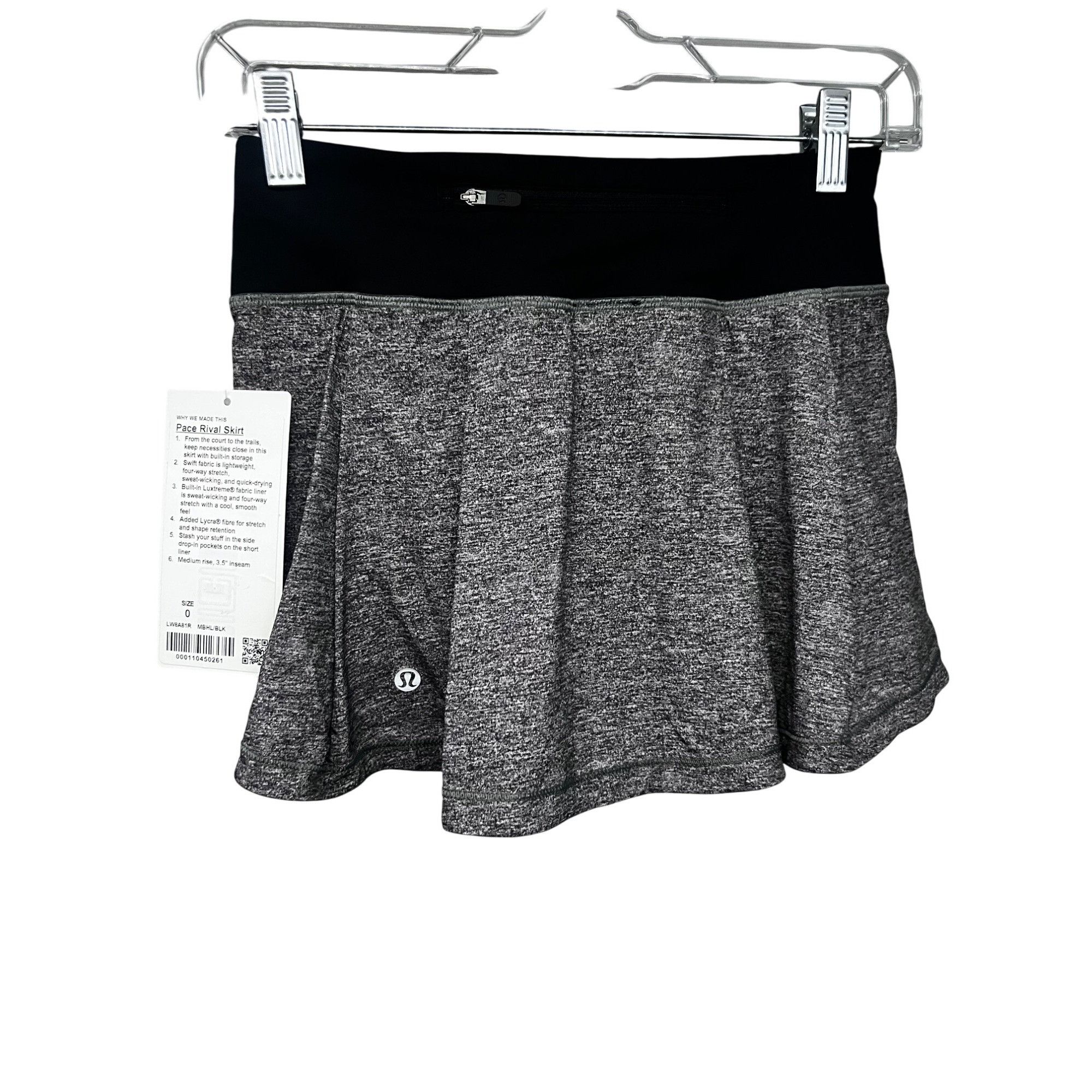 Lululemon Lululemon Pace Rival Womens Gray Black Athletic Skort Size 0 Size 25" / US 0 / IT 36 - 1 Thumbnail