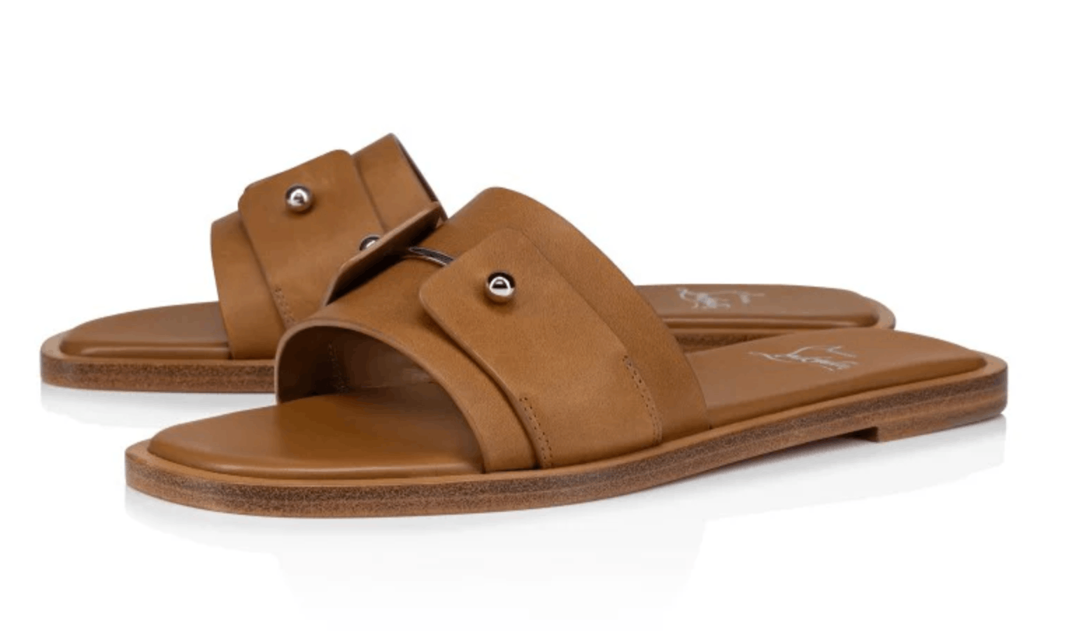 Christian Louboutin Chambelimule Donna Flat Tera Brown Leather Slide Sandal 36 Size US 6 / IT 36 - 1 Thumbnail