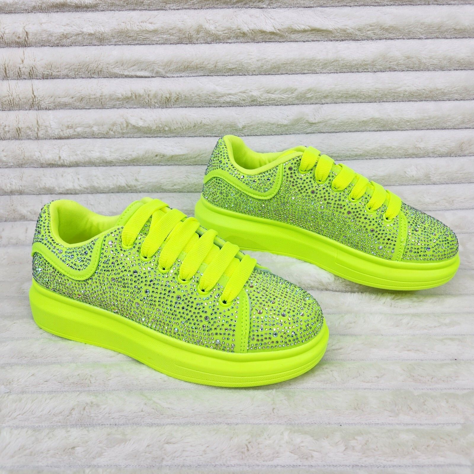 Other Cush Baby Bright Yellow Rhinestone Sneakers Tennis Shoes (US Size US 7 / IT 37 - 1 Thumbnail