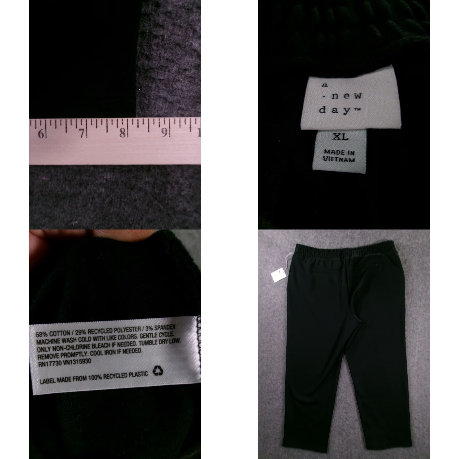 Vintage A New Day Pants Womens XL Black Pull On Jogger Tapered Front Crease Drawstring Size 40" / US 18 - 8 Thumbnail