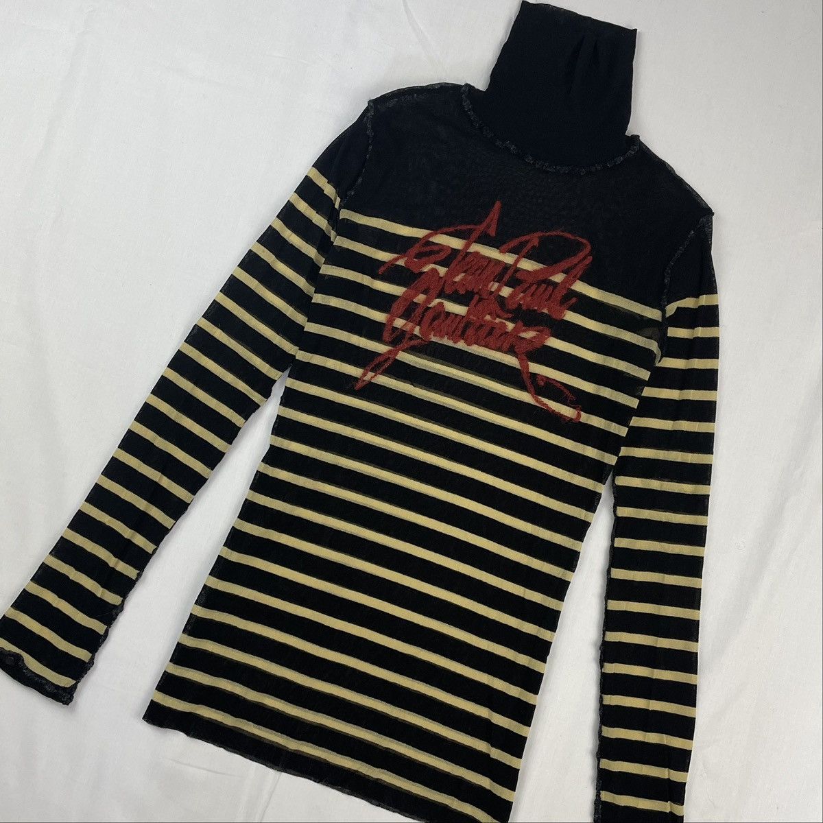 Jean Paul Gaultier 2001 Jean Paul Gaultier Striped Elastic Mesh T-Shirt Vintage Size US M / EU 48-50 / 2 - 2 Thumbnail