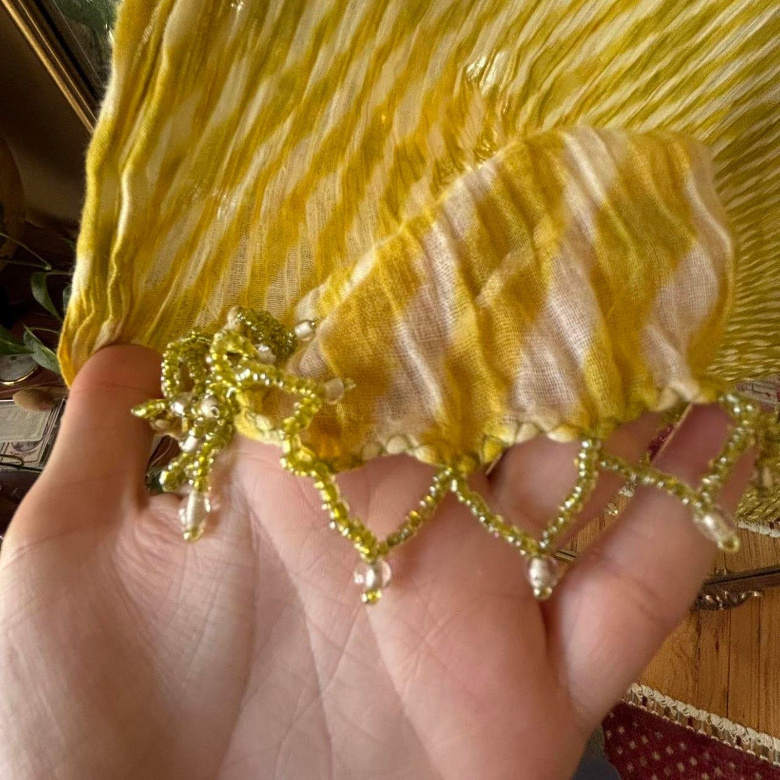 Other Vintage Y2K Chartreuse Beaded Scarf Shawl Lizzie McGuire Size ONE SIZE - 8 Thumbnail