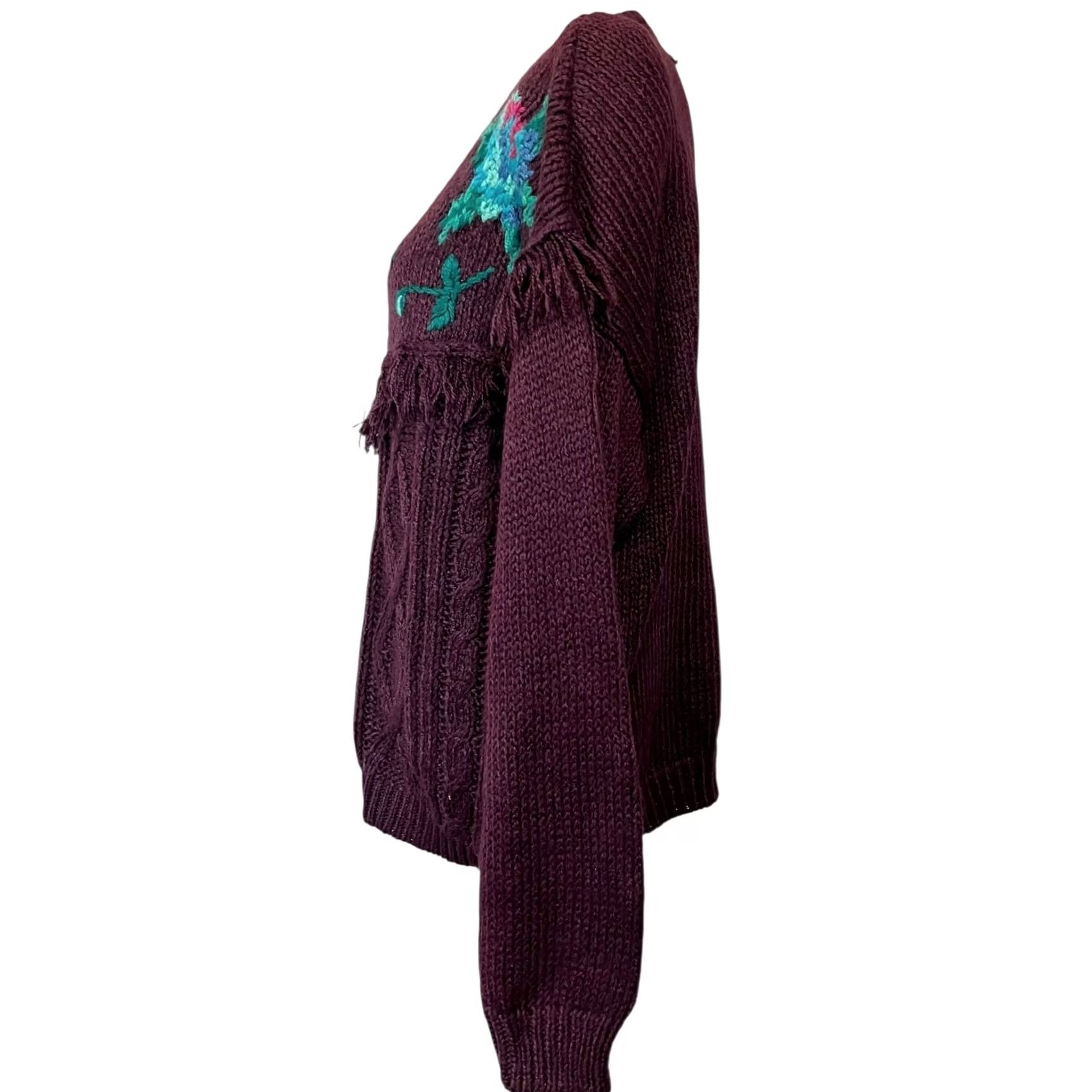 Vintage VINTAGE Center Aisle Women’s Sweater Turtleneck Knit Fringe Purple XL Pullover Knit Long Sleeve Shoulder Pads Size XL / US 12-14 / IT 48-50 - 4 Thumbnail
