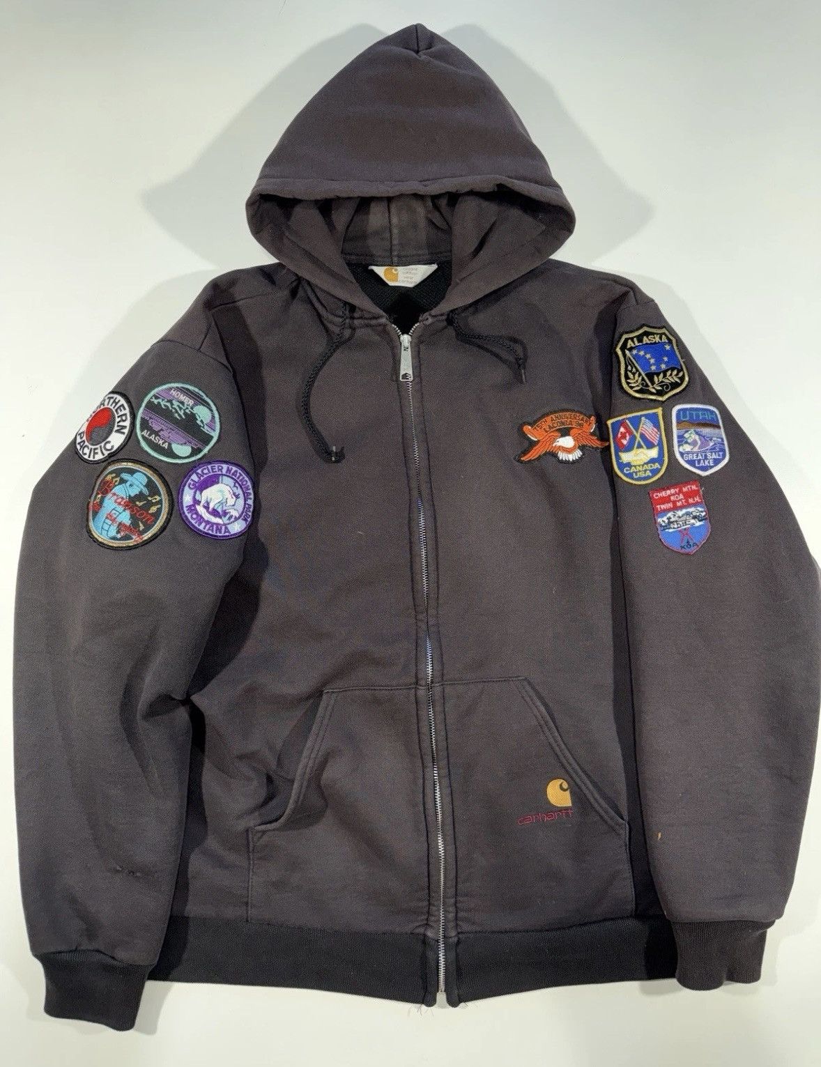 Vintage 90s Carhartt Zip Hoodie Mens XL Thermal Lined Patch