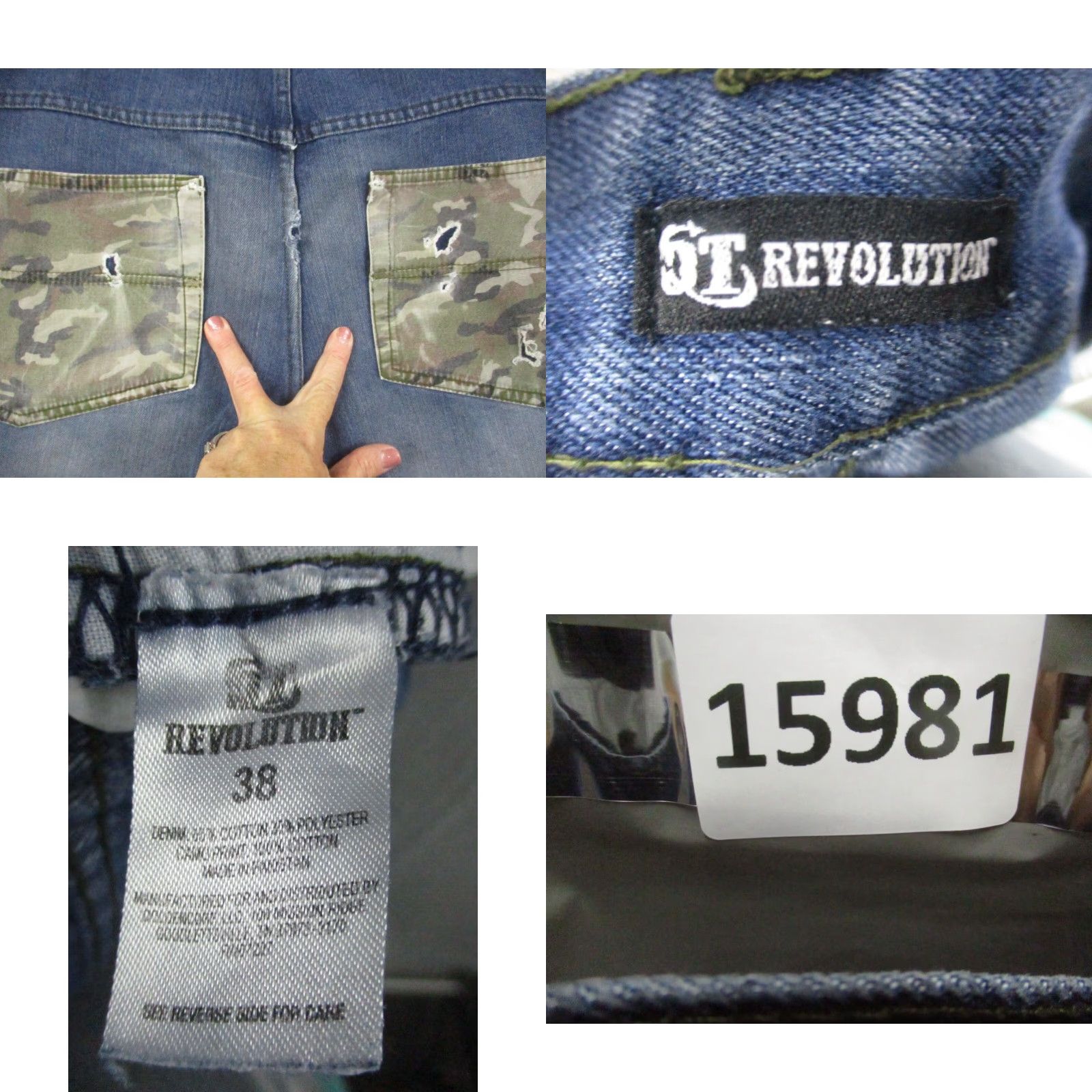 Vintage OT Revolution Jeans Shorts Denim 38 Wide Leg Camo Pockets Bermuda Bottoms 90s Mens Regular Blue Denim OT Revolution Size US 38 / EU 54 - 8 Thumbnail