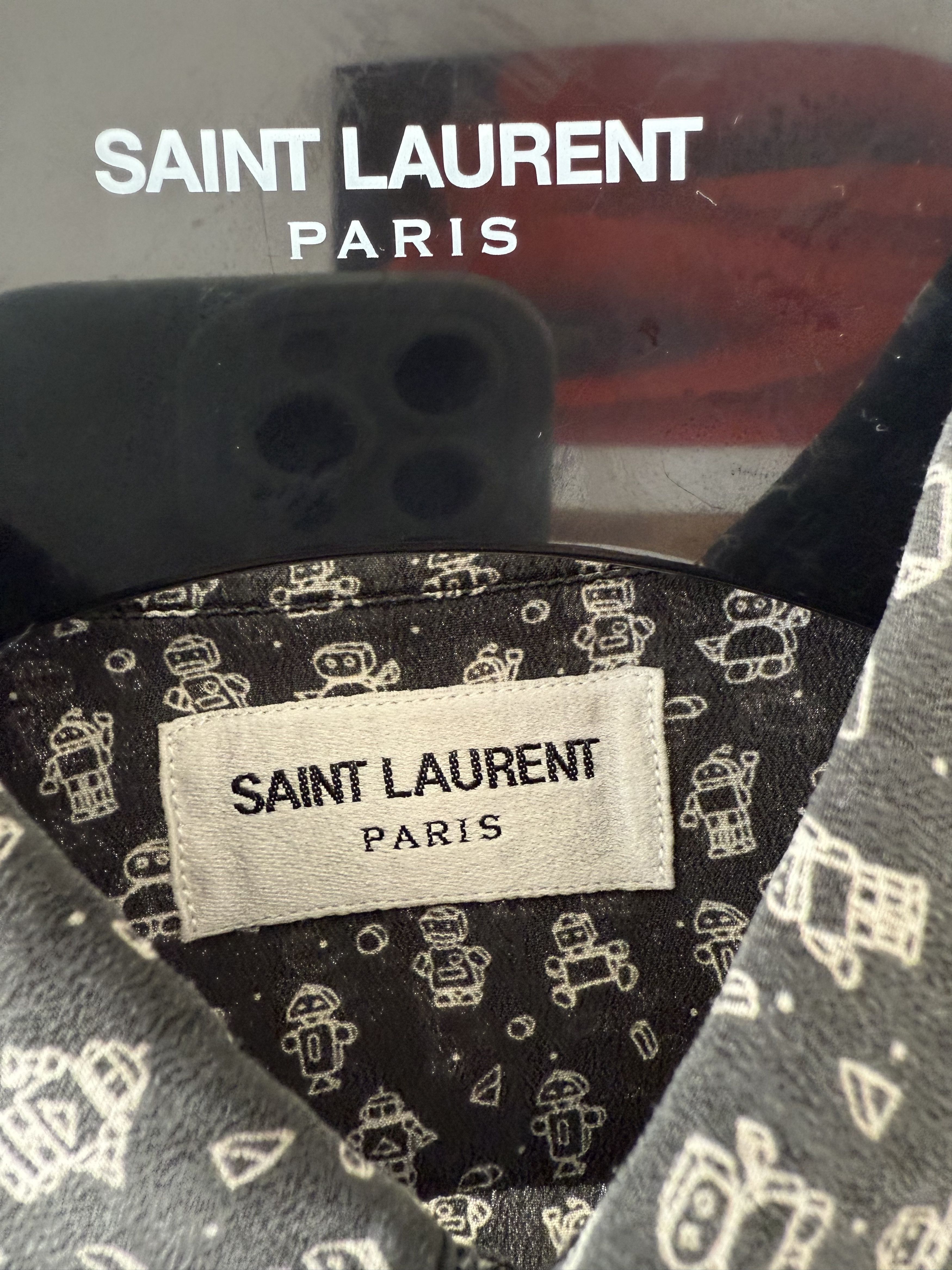 Saint Laurent Paris Saint Laurent Silk Robot Shirt Size US M / EU 48-50 / 2 - 8 Thumbnail