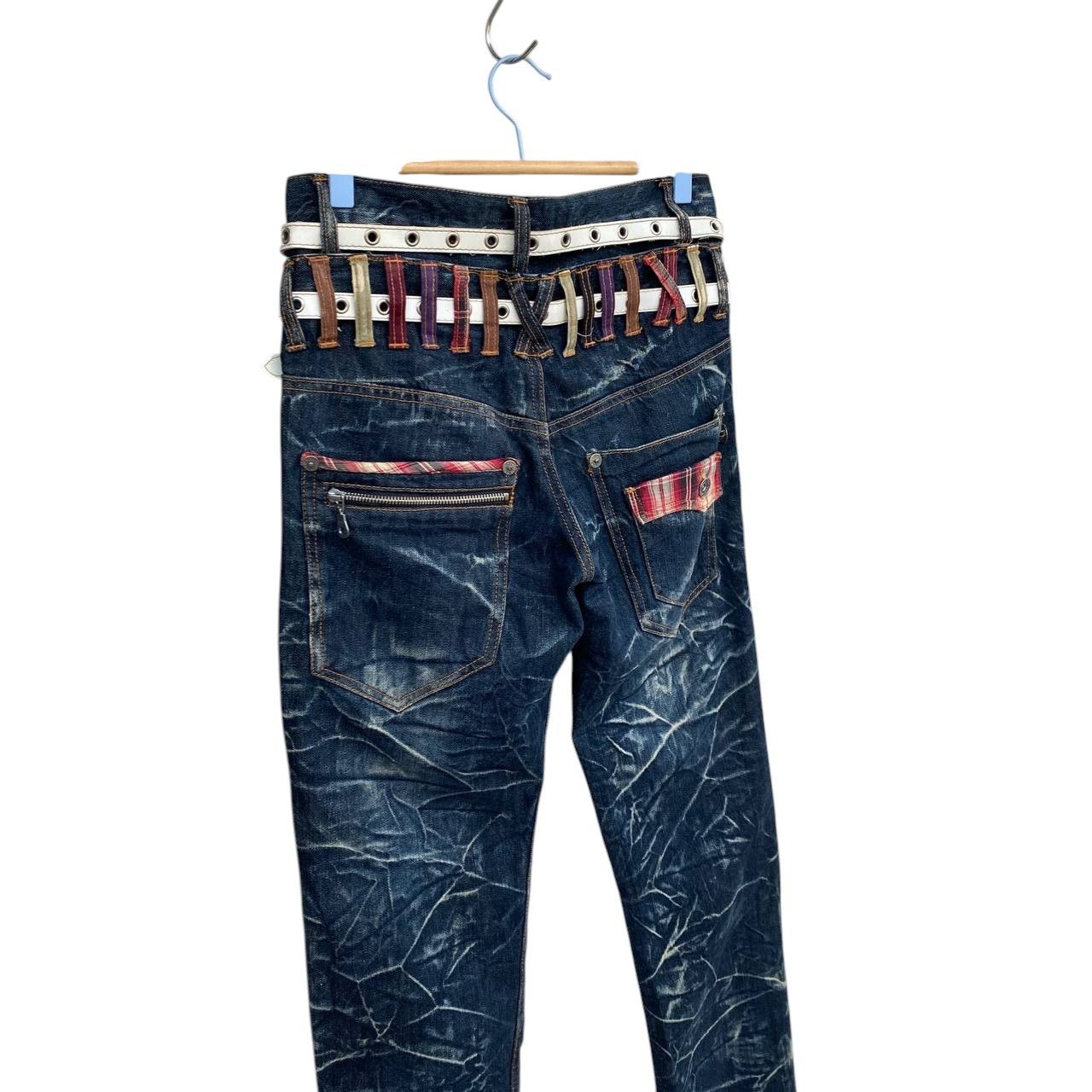 Japanese Brand Archival Nylaus Japan Double-Waist Belted Denim Y2K Harajuku Size US 29 - 11 Thumbnail