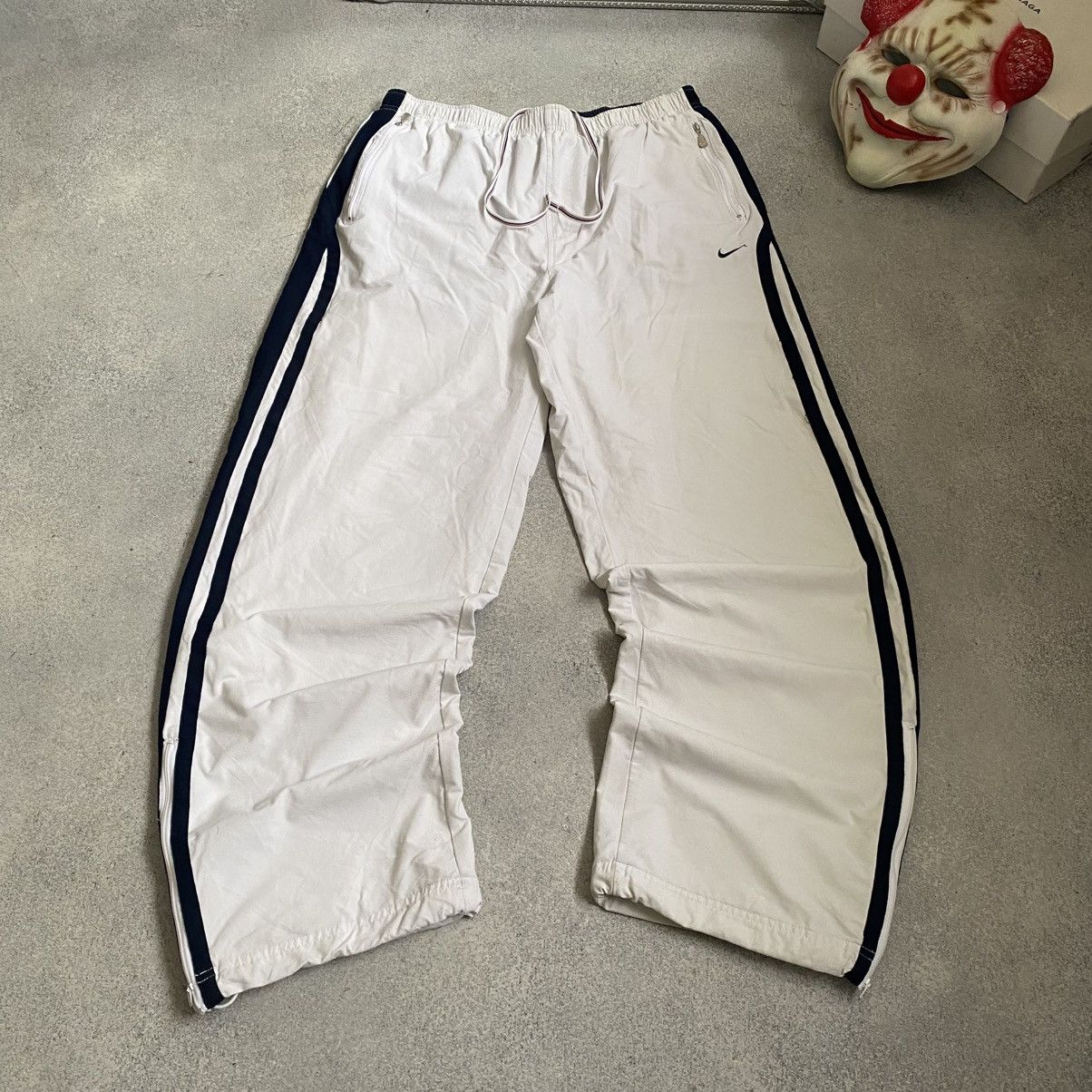 Nike Crazy Vintage White Nike Track Pants Drill Baggy Y2K 90s Size US 38 / EU 54 - 4 Thumbnail
