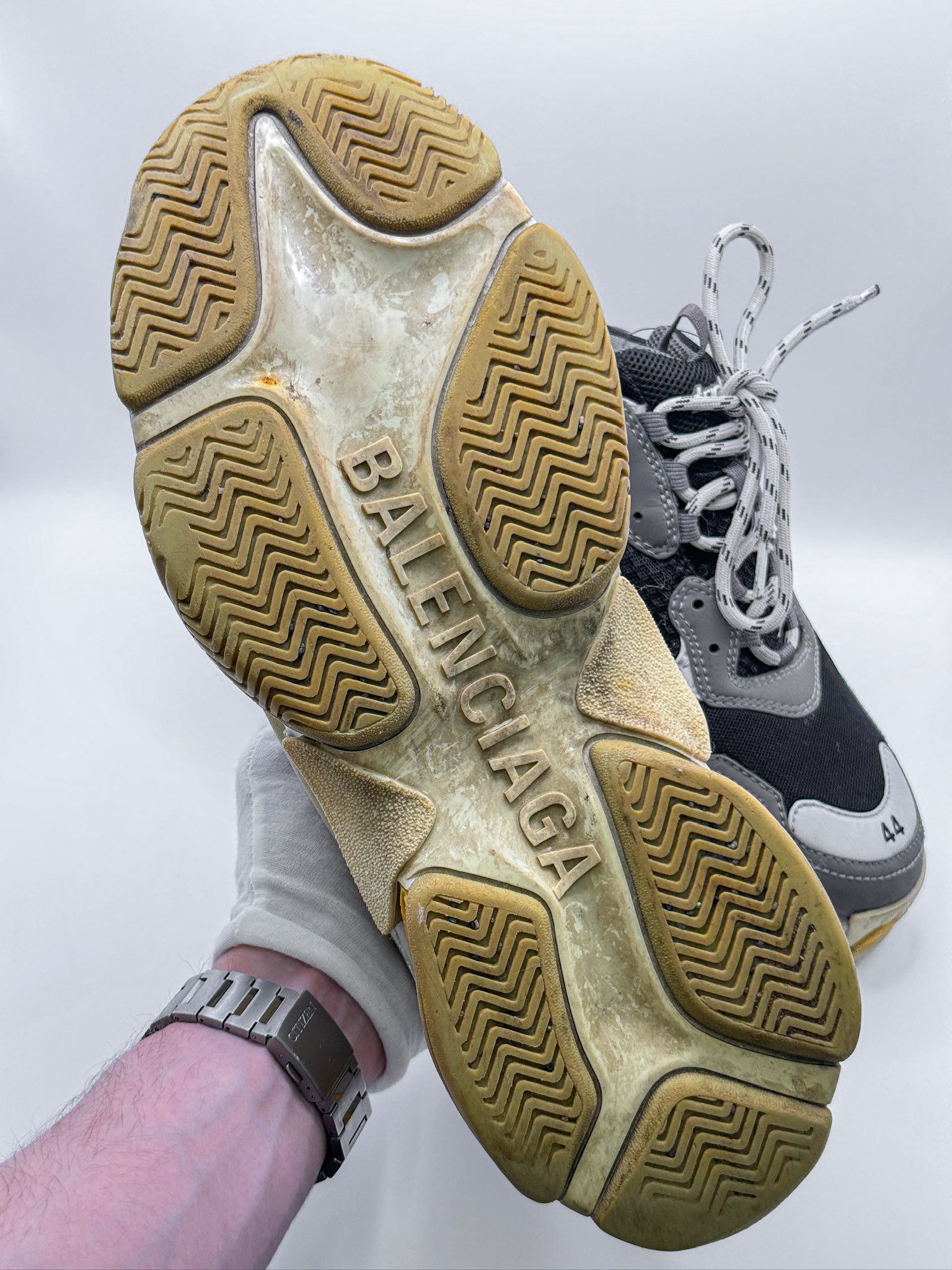 Balenciaga Balenciaga Triple S Gray/Yellow/Black Sneakers Size US 11 / EU 44 - 14 Thumbnail
