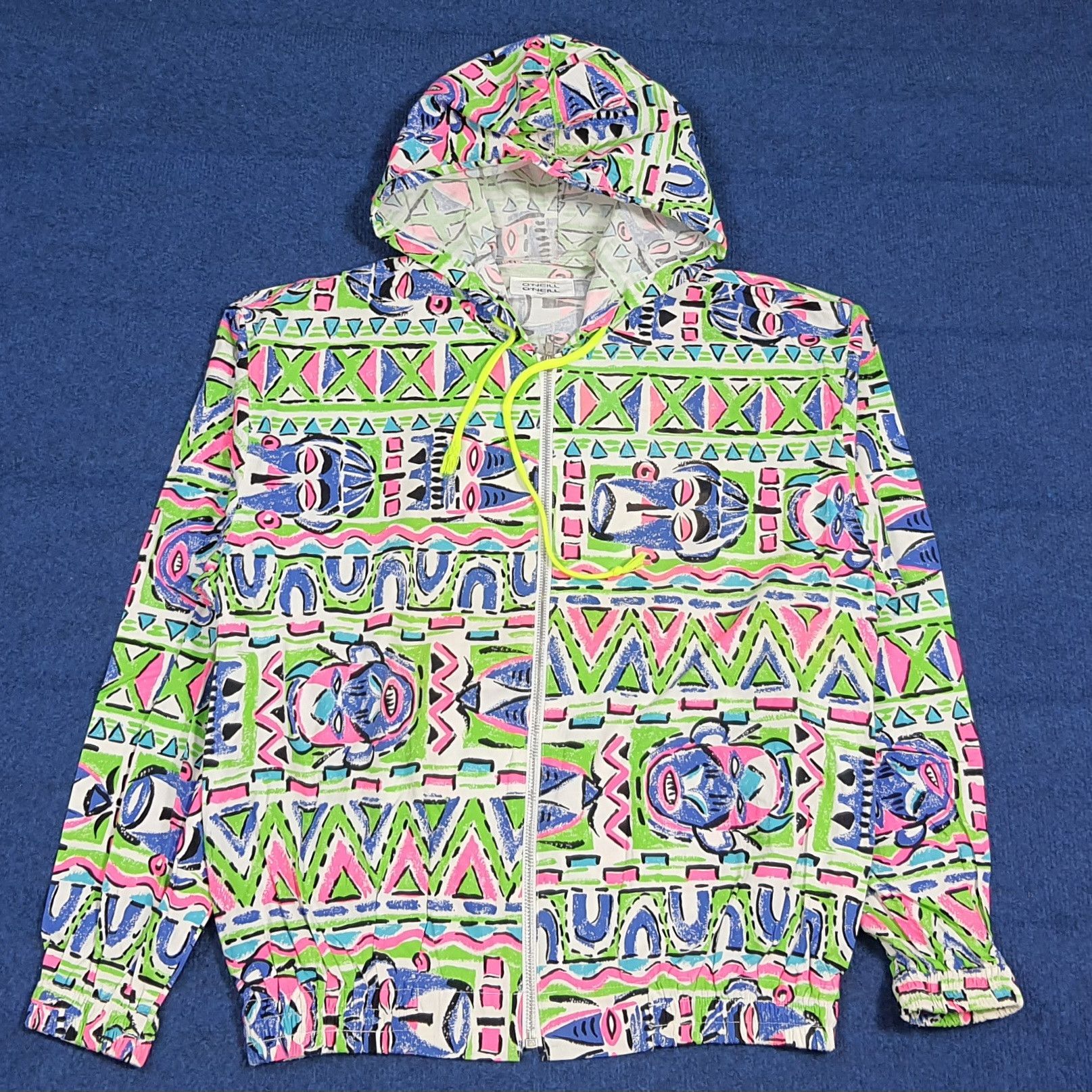 O'Neill Vintage 80s O'Neill Retro Surf Neon Geometric Jacket C282N1 Size US M / EU 48-50 / 2 - 1 Thumbnail