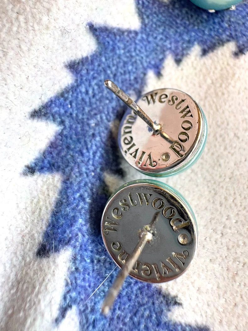 Vivienne Westwood Vivienne Westwood Teal Pearl Stud Earrings Size ONE SIZE - 9 Thumbnail