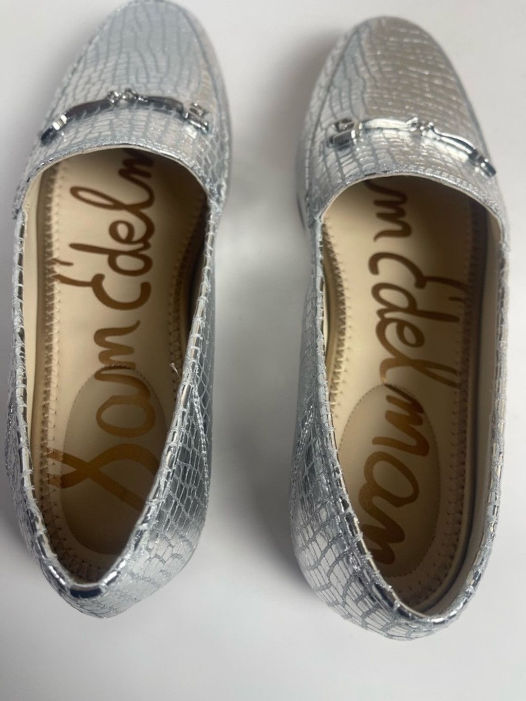 Sam Edelman Sam Edelman Loraine Leather Loafers 9 Silver Metallic Croco Size US 9 / IT 39 - 11 Thumbnail