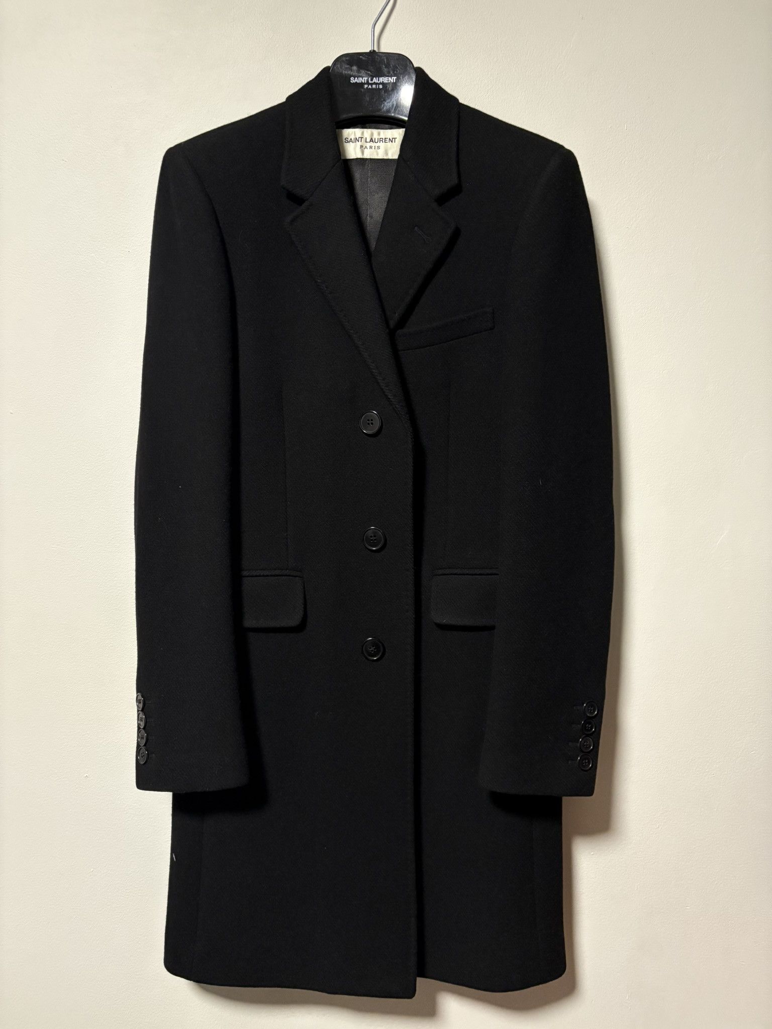Saint Laurent Paris FW16 Black Wool Chesterfield Coat Size US S / EU 44-46 / 1 - 1 Thumbnail