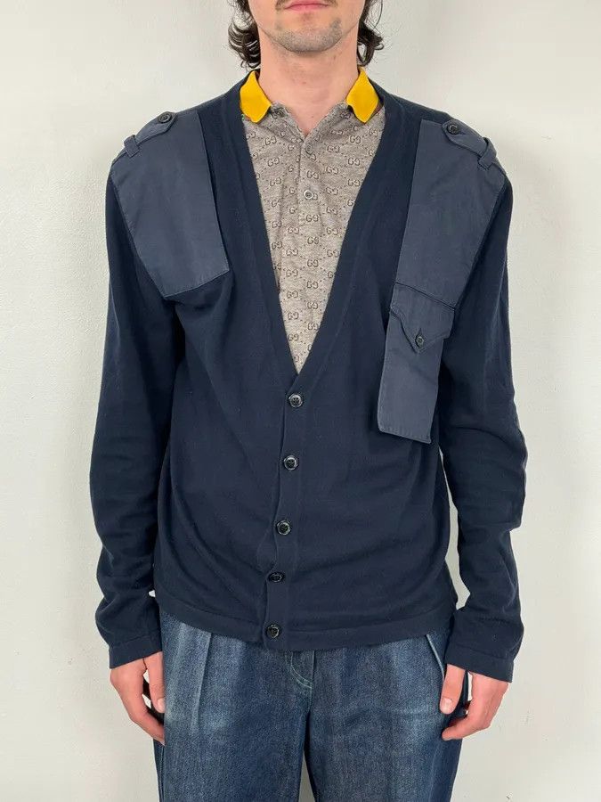 Pierre Balmain 2000s Pierre Balmain Navy Patch Wool Cardigan Size US M / EU 48-50 / 2 - 2 Thumbnail