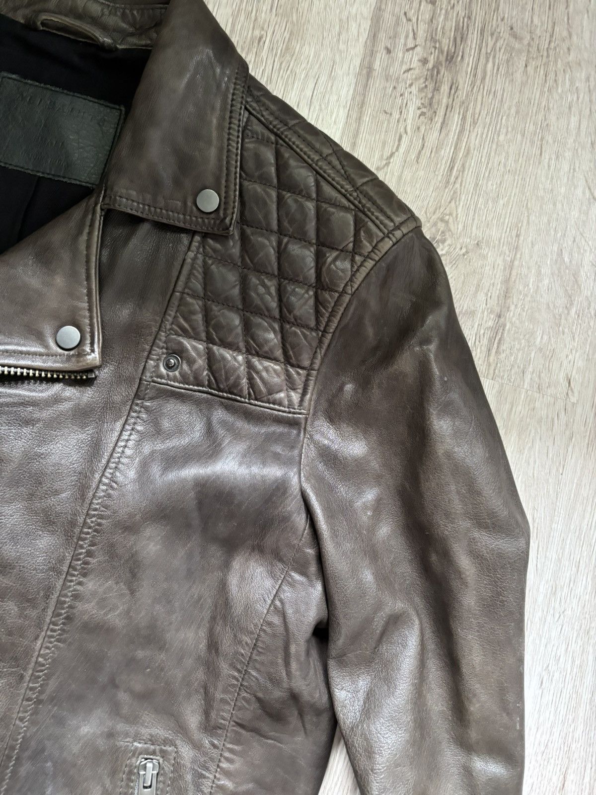 Allsaints AllSaints Conroy Leather Biker Jacket Men Size S Brown Moto Size US S / EU 44-46 / 1 - 5 Thumbnail