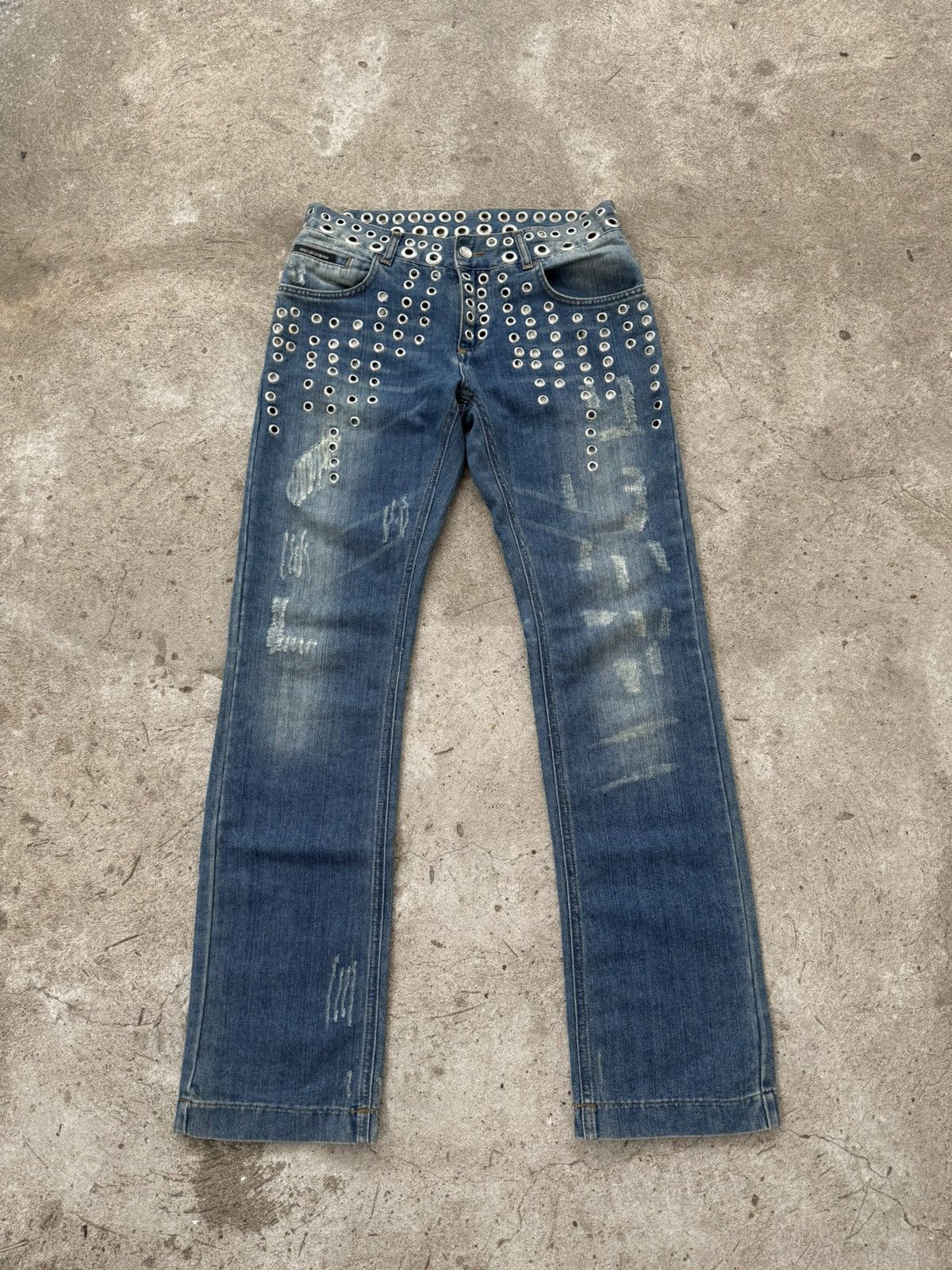Dolce & Gabbana 2000s eyelet studded bondage holed jeans denim