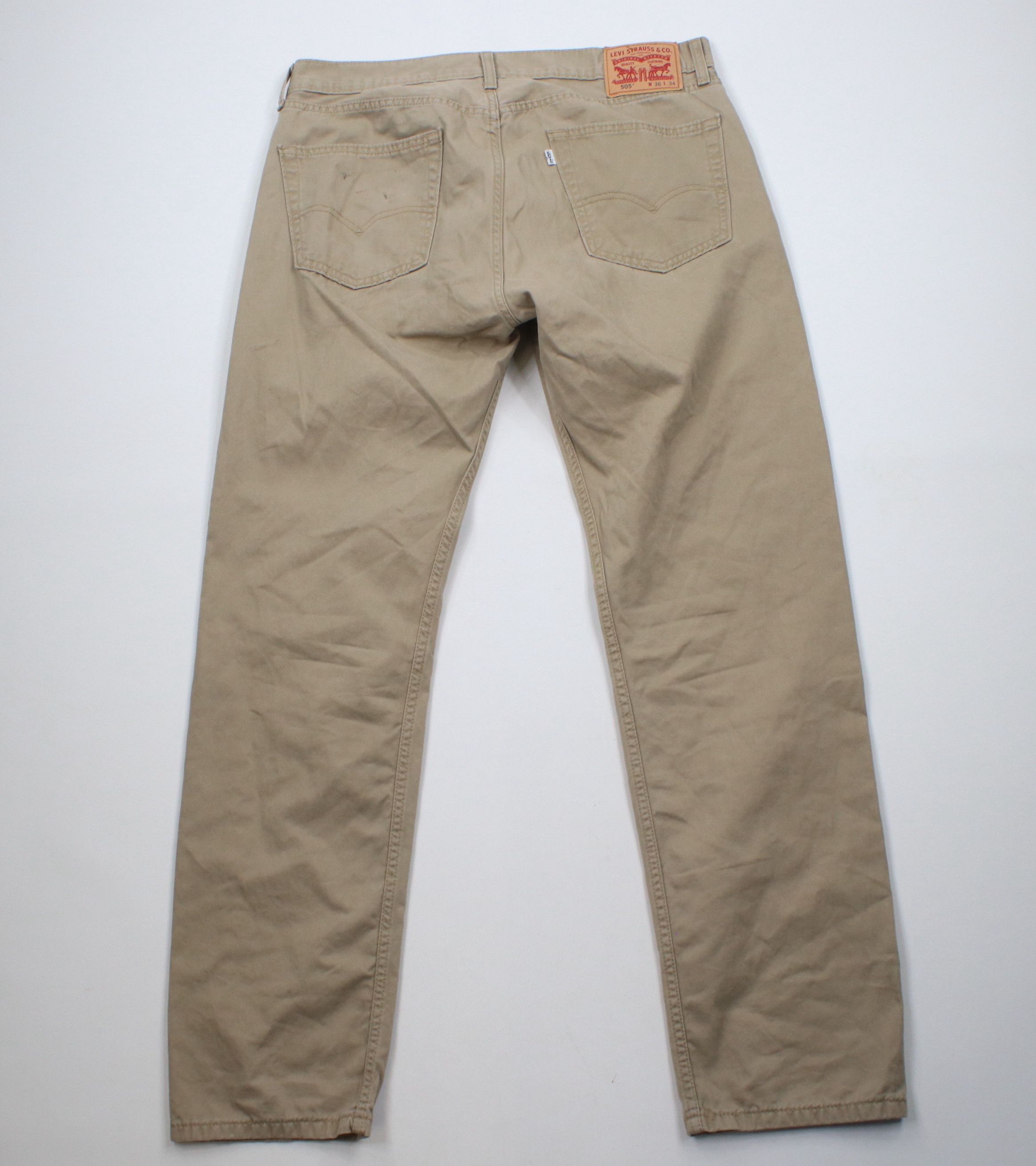 Levi's × Vintage Vintage Y2K Levis 505 Regular Fit Pants Khaki Beige Cotton Size US 36 / EU 52 - 8 Thumbnail