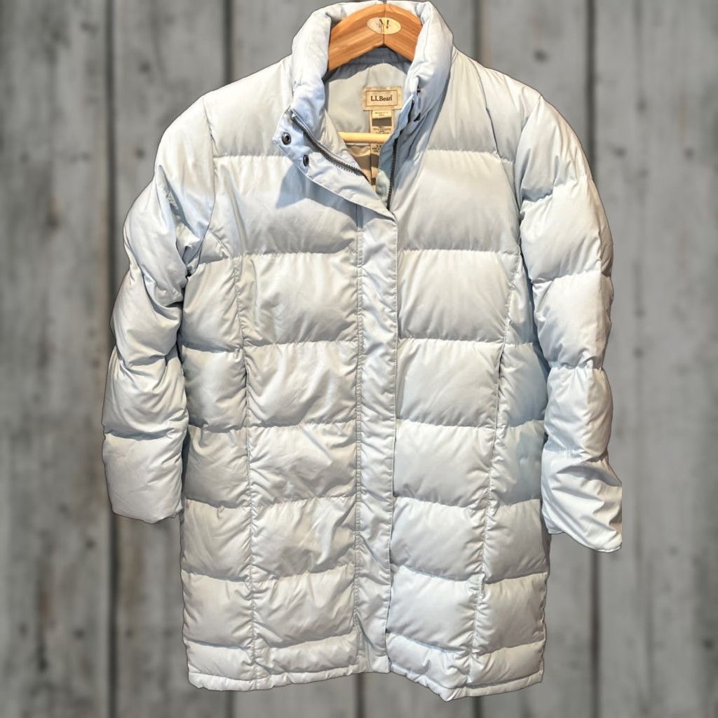 Vintage LL Bean Puffer Parka Jacket Womens L Reg Light Blue Goose Down Long 0 BCU8 Read Size L / US 10 / IT 46 - 1 Thumbnail