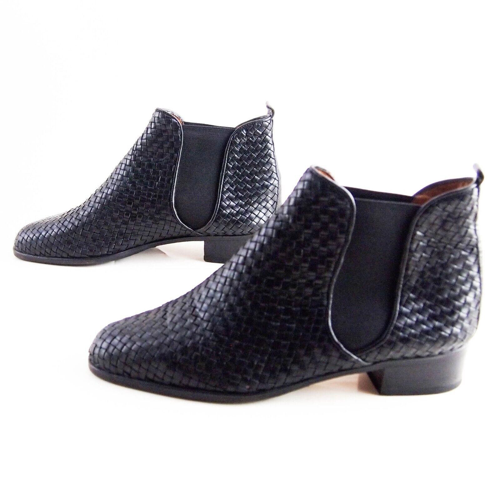 Bally Bally Nieva Chelsea Boots Black Braided Leather US 7.5 EU 38 Size US 7.5 / IT 37.5 - 2 Thumbnail