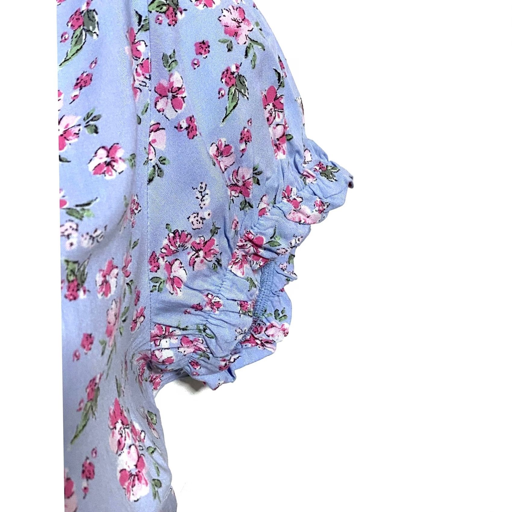 Rsq RSQ Floral V Neck Dress XL Short Sleeve Open Back Mini Tie Neck Prairie Boho Cottage NWT Women's Dress Size XL / US 12-14 / IT 48-50 - 3 Thumbnail