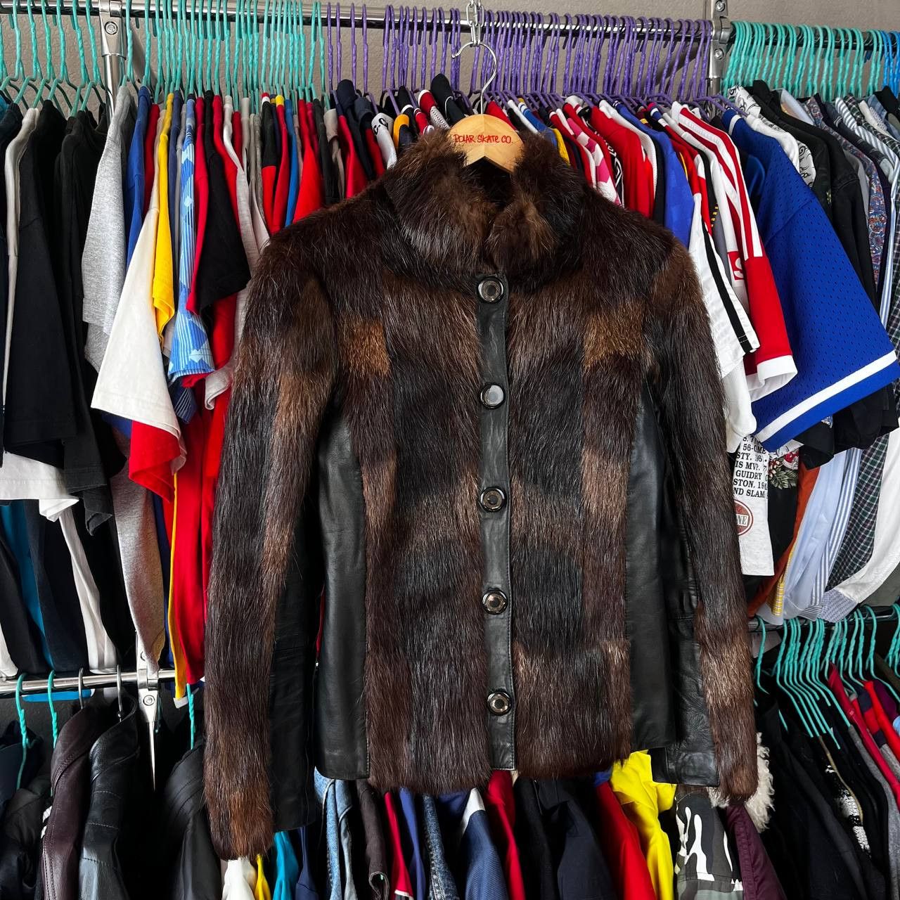 Vintage Vintage Womens Leather Fur Black/Brown Jacket Y2K Size M / US 6-8 / IT 42-44 - 2 Thumbnail