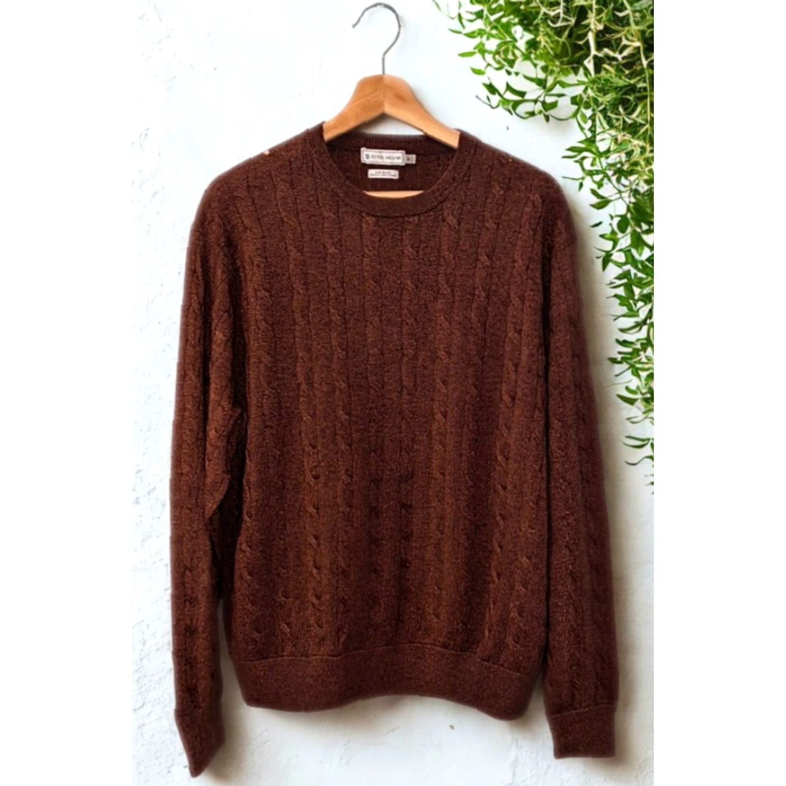 Peter Millar Peter Millar Sweatery Brown Red Cable Knit M Luxe Blend Wool Cashmere Flaw Knit Pullover Crew Neck Long Sleeve Men’s Regular Size M Size US M / EU 48-50 / 2 - 8 Thumbnail