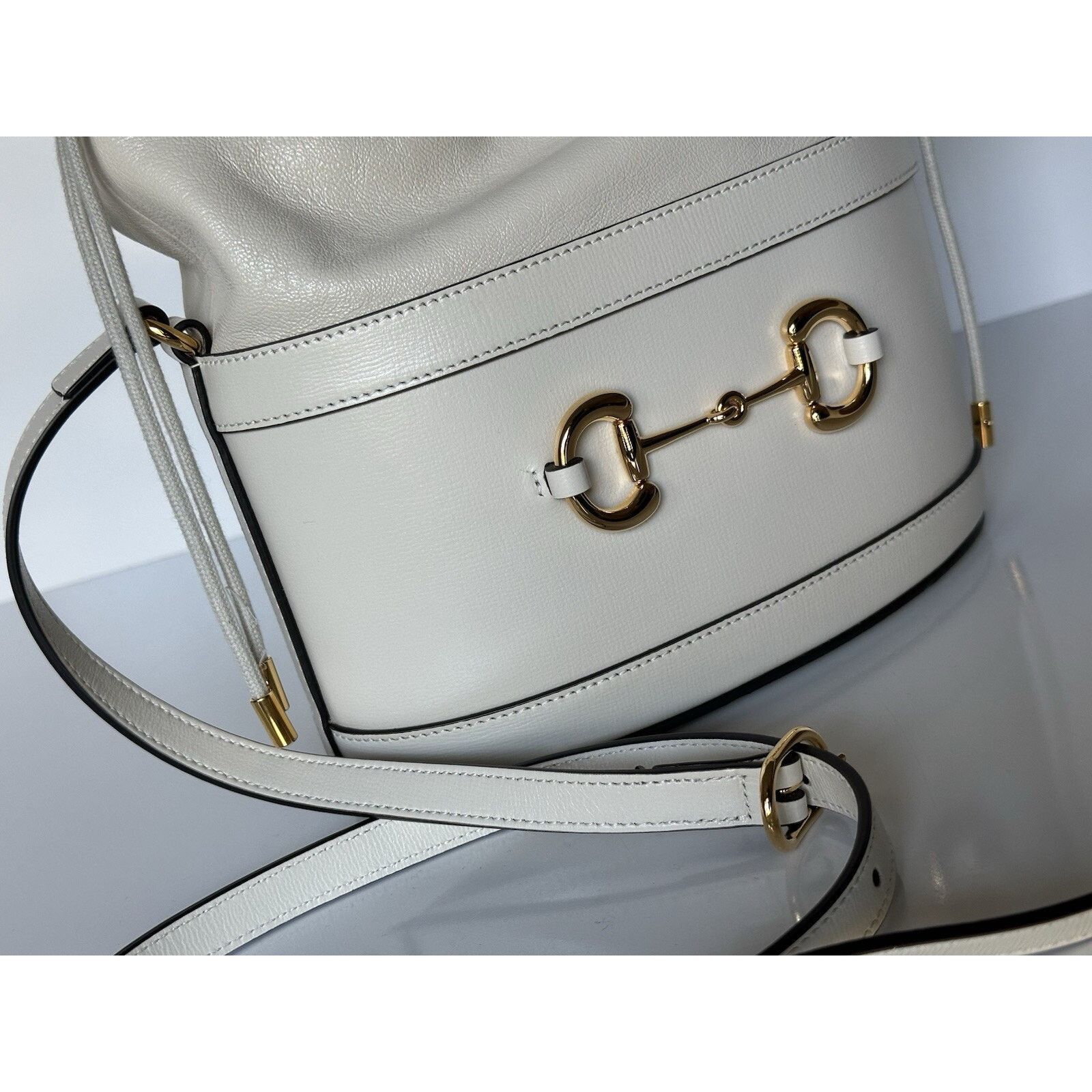 Gucci Gucci Azalea Horsebit Bucket Leather Bag White 602118 Size ONE SIZE - 5 Thumbnail