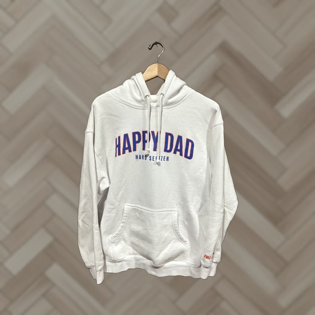 Vintage Full Send Happy Dad Mens White Pullover Hooded Sweatshirt Size Large Size US L / EU 52-54 / 3 - 1 Thumbnail