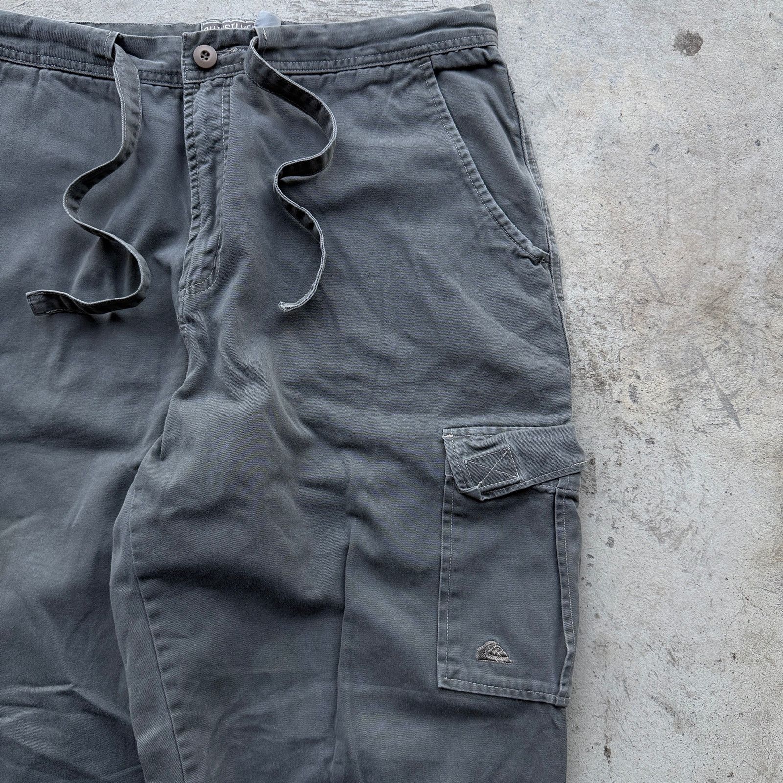 Quicksilver Vintage surf Quiksilver Grey Cargo Pants Drawstring Size 34 Size US 34 / EU 50 - 3 Thumbnail