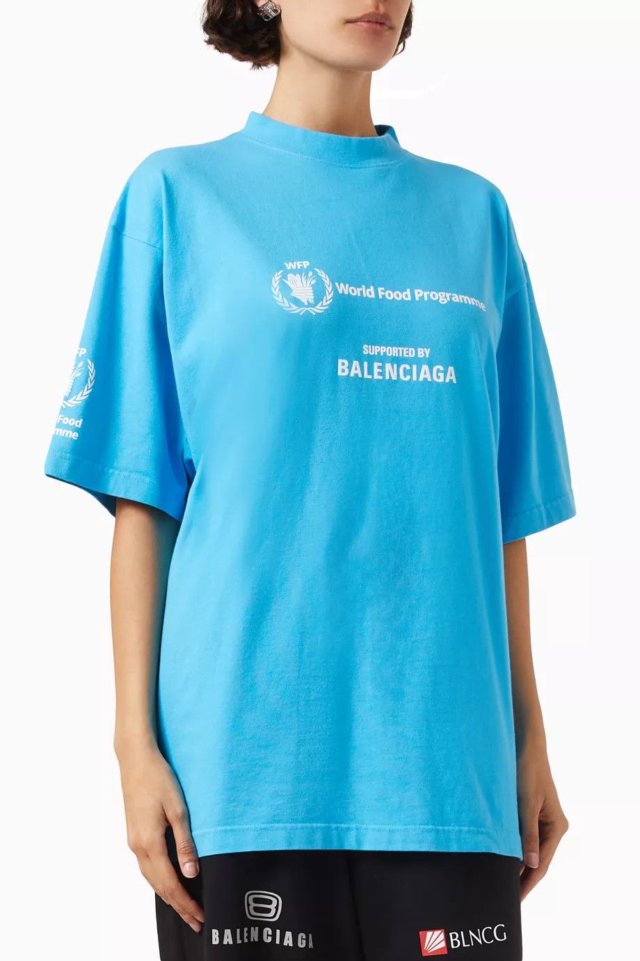 Balenciaga o1bcso1str0125 Dup / Medium Fit T-Shirt in Azure Blue/White Size M / US 6-8 / IT 42-44 - 4 Thumbnail