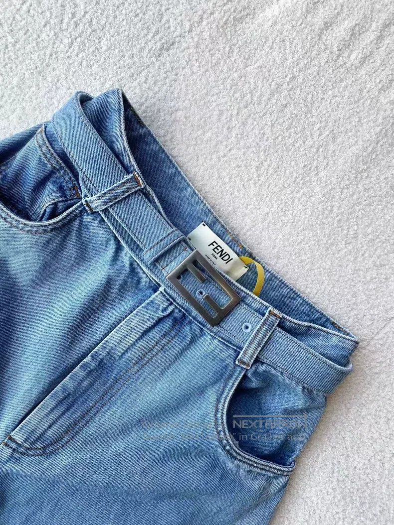 Fendi Fendi Cotton 23ss High-Waisted Wide Leg New Jeans Size 25" / US 0 / IT 36 - 3 Thumbnail